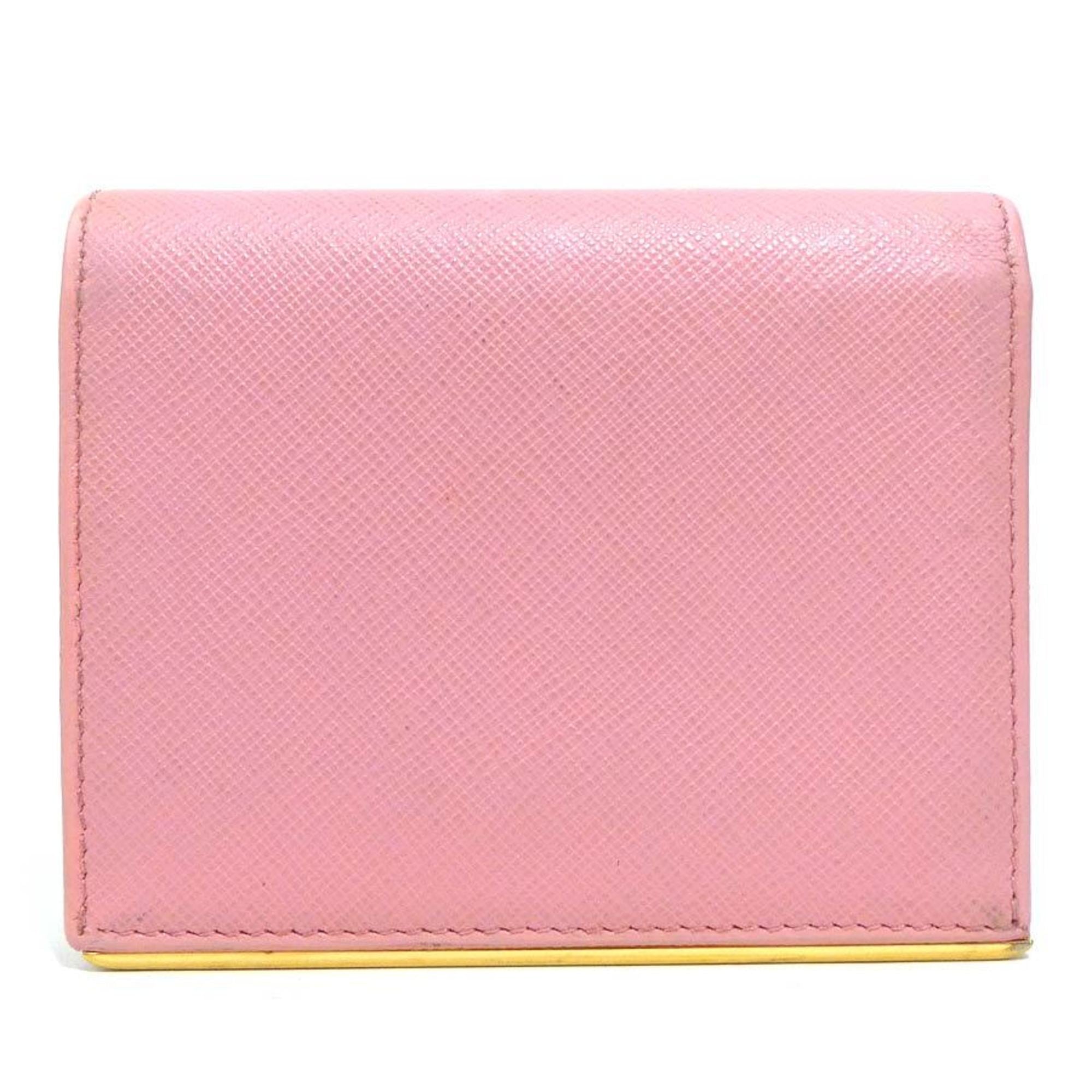 Prada Pink Leather Wallet (Bi-Fold) (Pre-Owned)