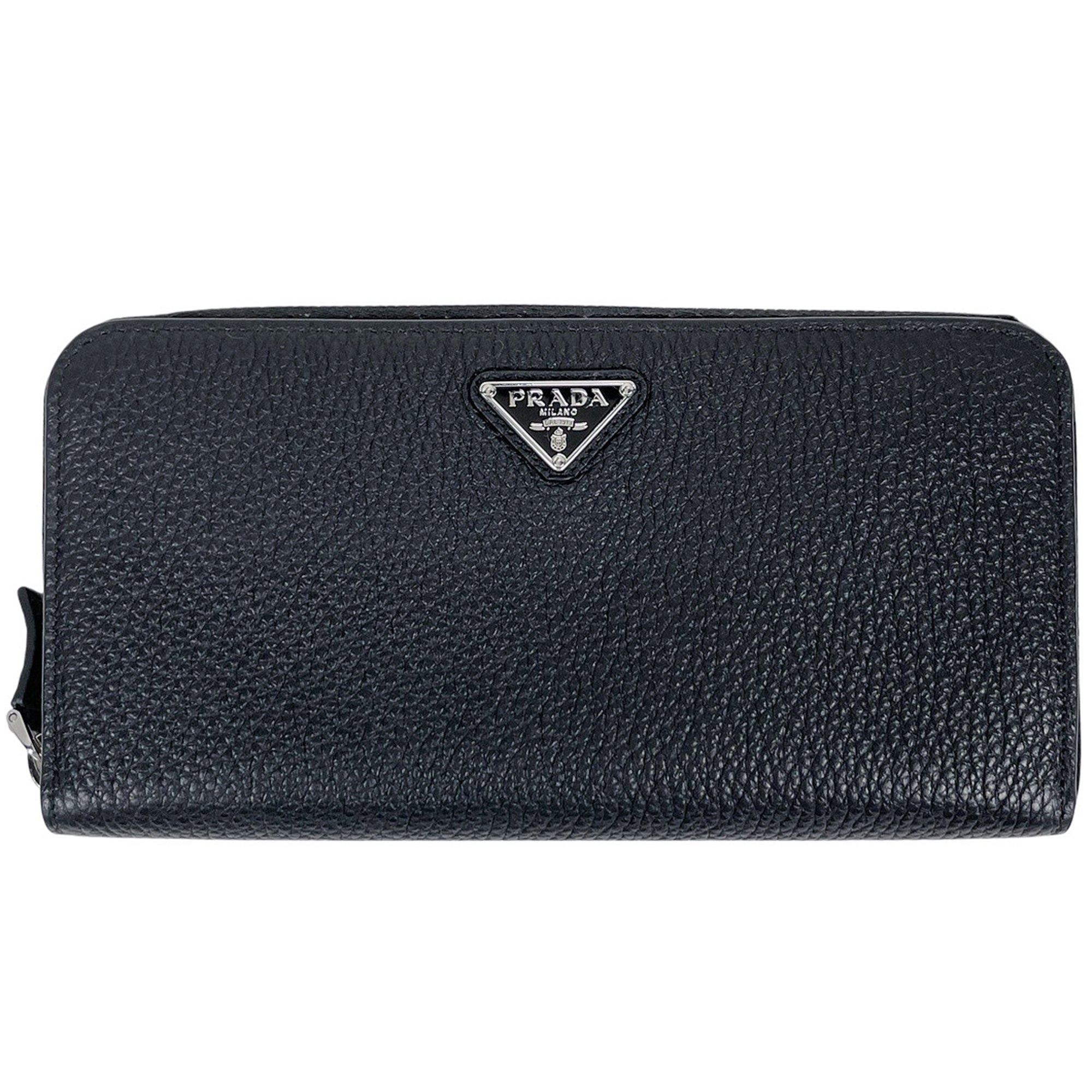 Prada Black Leather Long Wallet (Bi-Fold) (Pre-Owned)