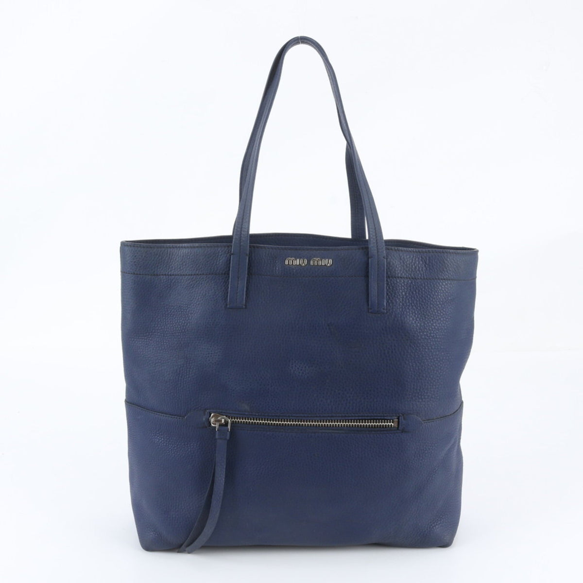 Miu Miu Navy Leather Handbag Shoulder Bag Tote Bag (Pre-Owned)