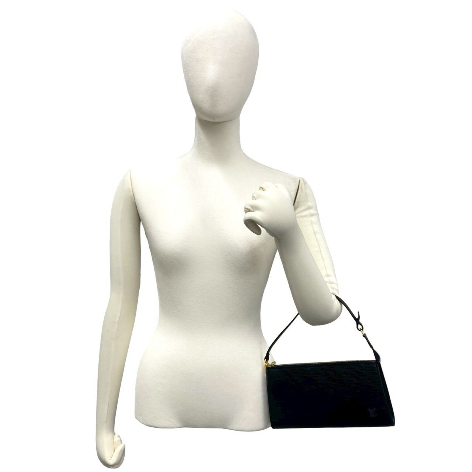 Louis Vuitton Black Leather Handbag Pochette (Pre-Owned)