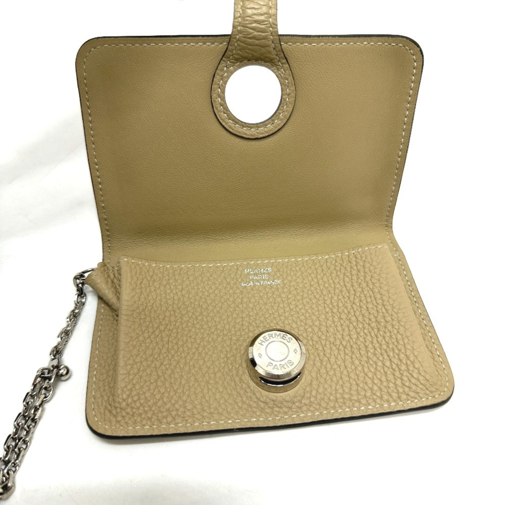 Hermes Dogon Beige Taurillon Clemence Leather Coin Purse/Coin Case (Pre-Owned)