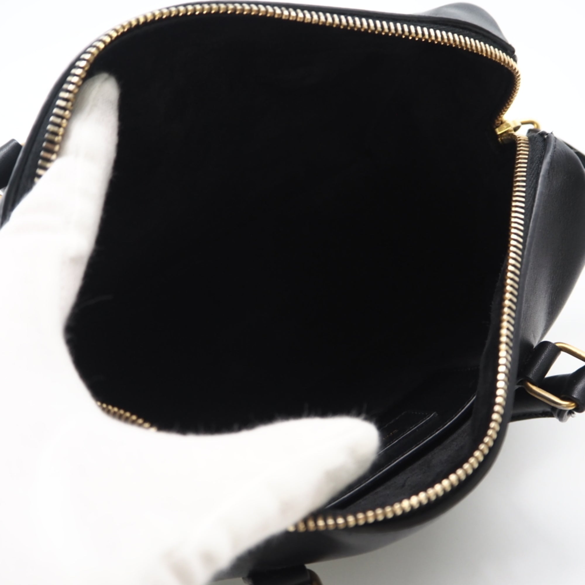 Saint Laurent Black Red Color Leather Handbag (Pre-Owned)