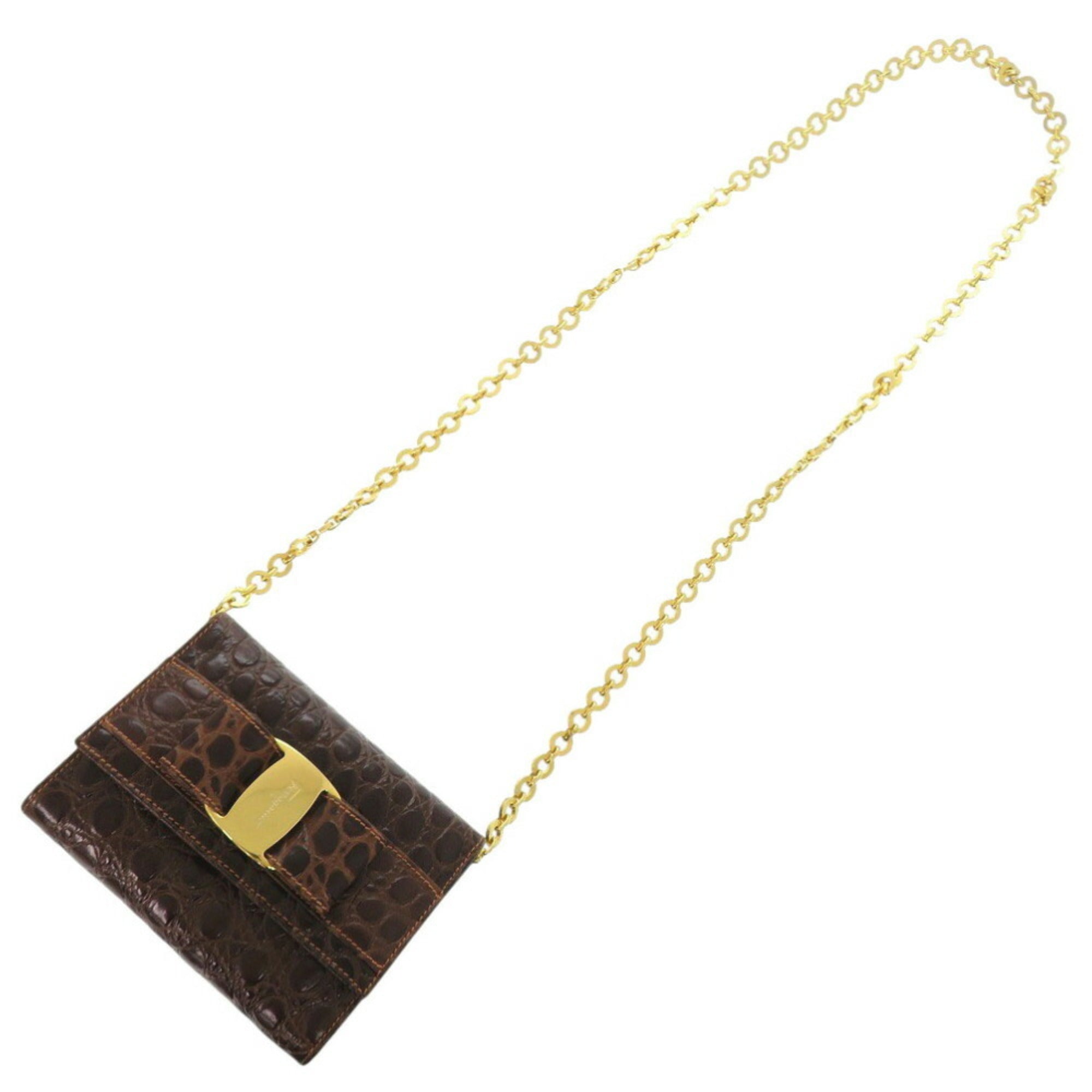 Salvatore Ferragamo Brown Leather Shoulder Bag (Pre-Owned)