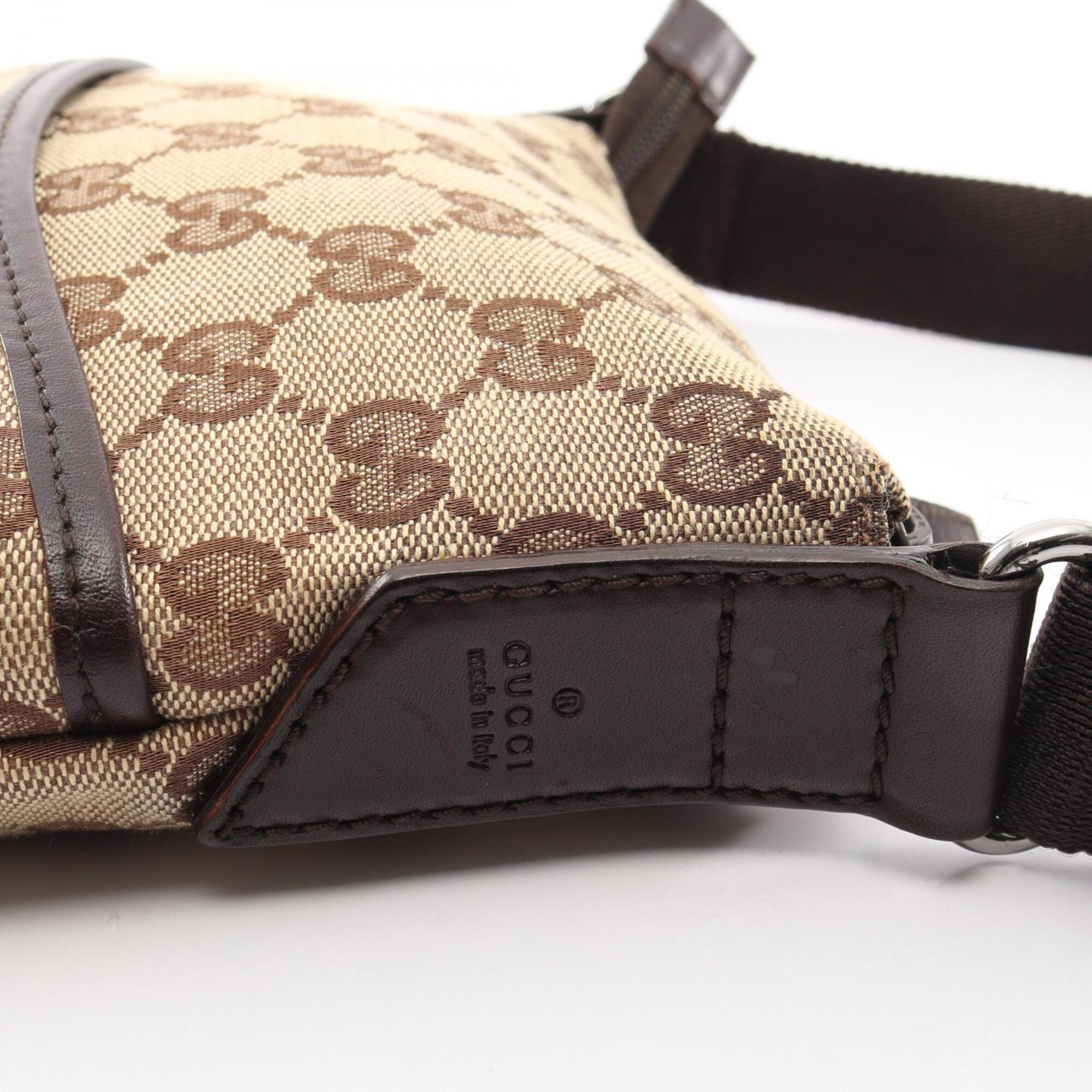 Gucci Beige Brown Canvas Leather Handbag Shoulder Bag (Pre-Owned)