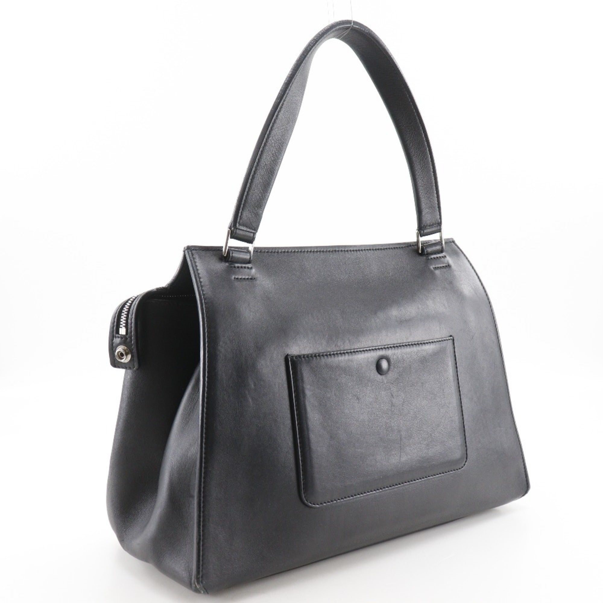 Celine Beige Black Leather Handbag Shoulder Bag (Pre-Owned)