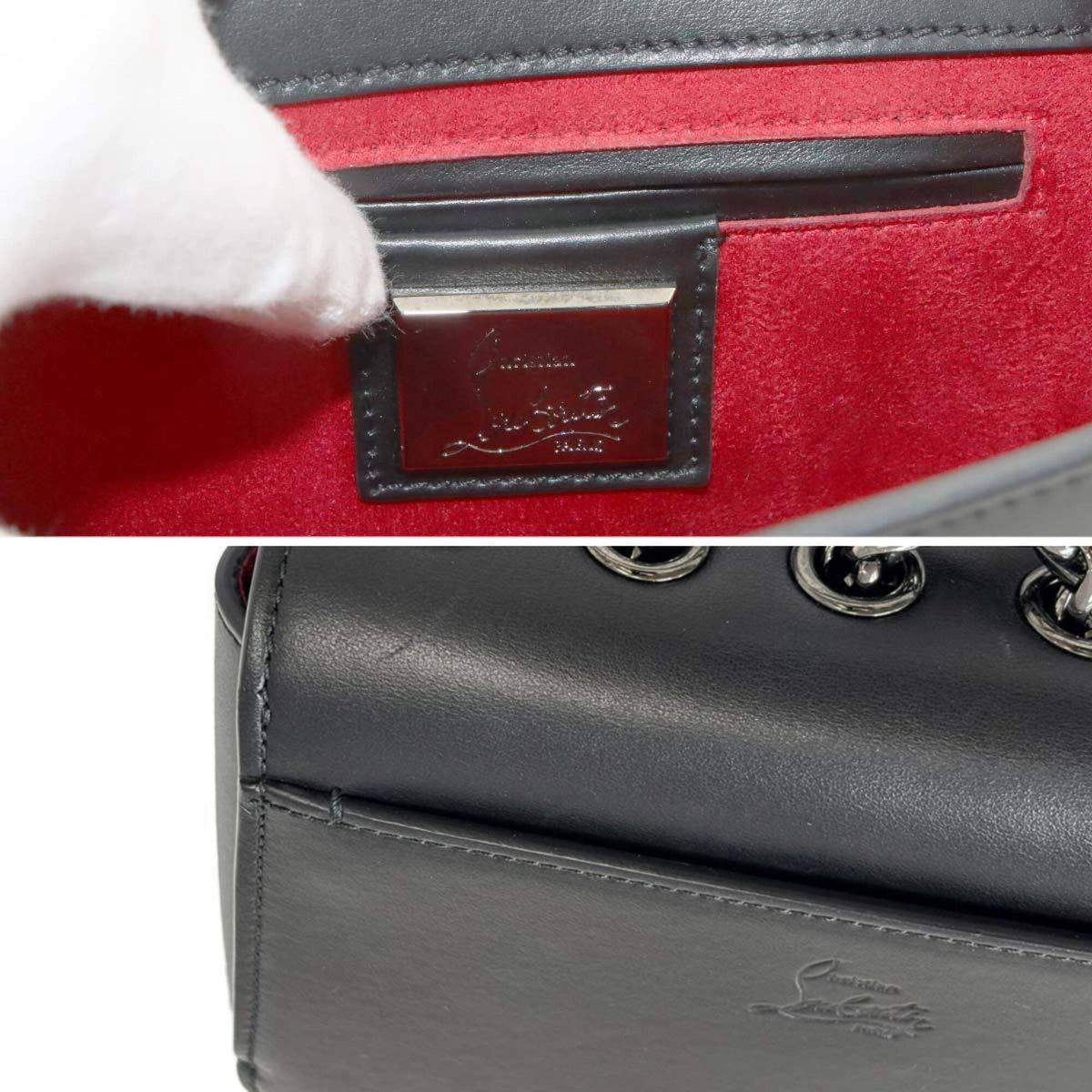 Christian Louboutin Black Leather Handbag Shoulder Bag (Pre-Owned)