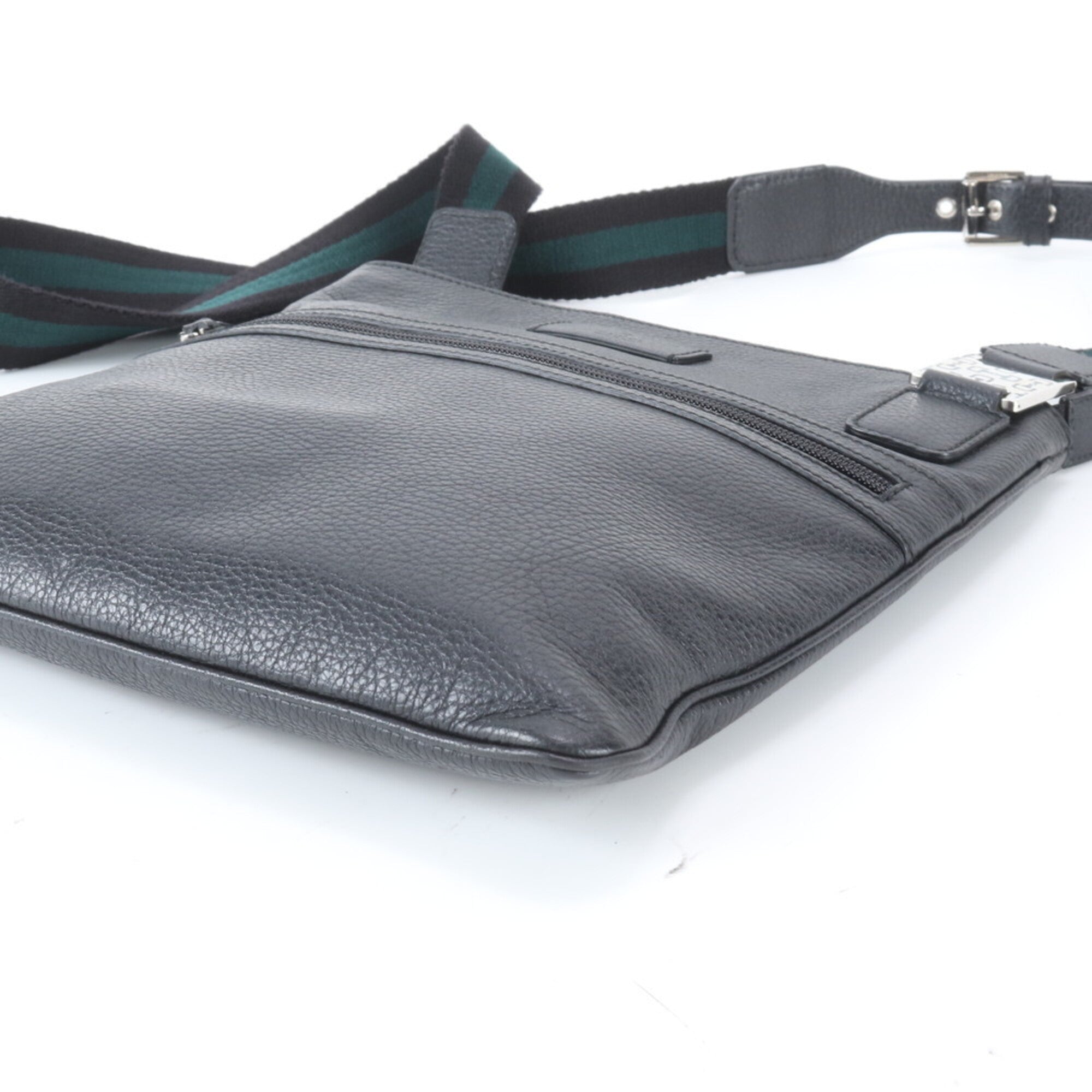 Gucci Black Leather Messenger Bag Shoulder Bag Tote Bag (Pre-Owned)