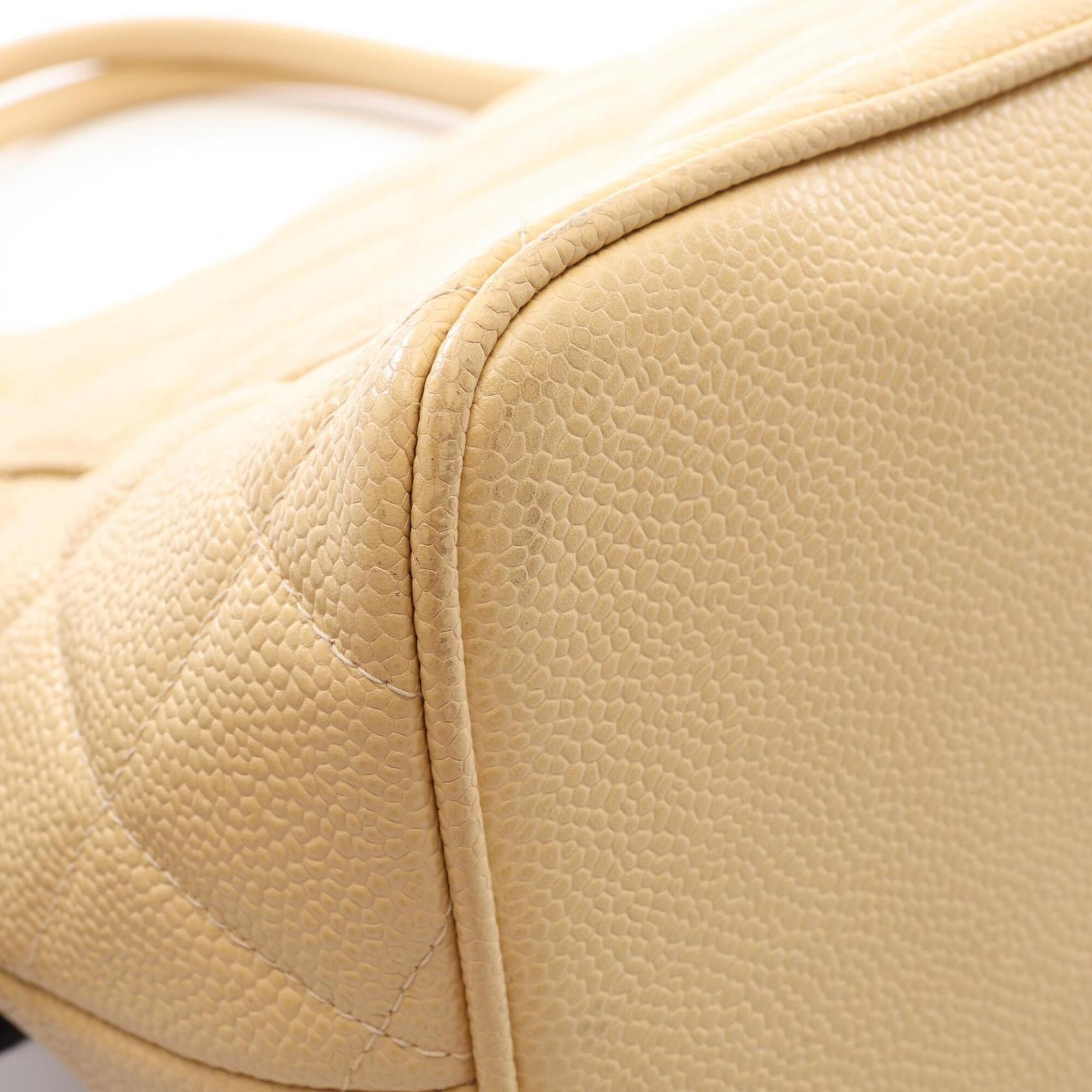 Chanel Beige Grained Calfskin Handbag Tote Bag (Pre-Owned)
