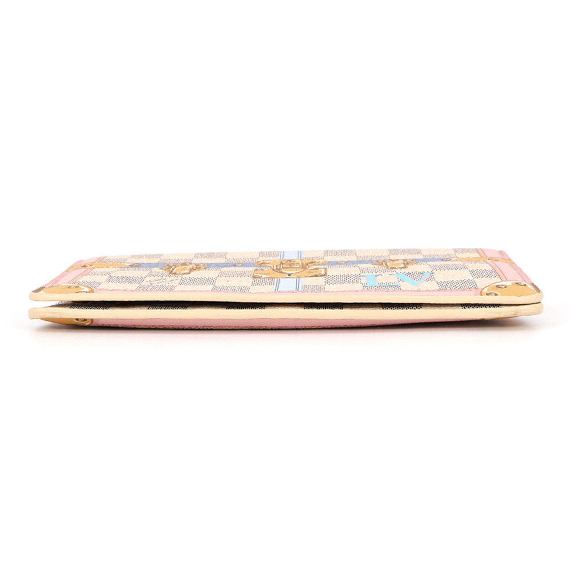 Louis Vuitton Damier Azur Rose Ballerine Damier Azur Chain/Shoulder Wallet (Pre-Owned)