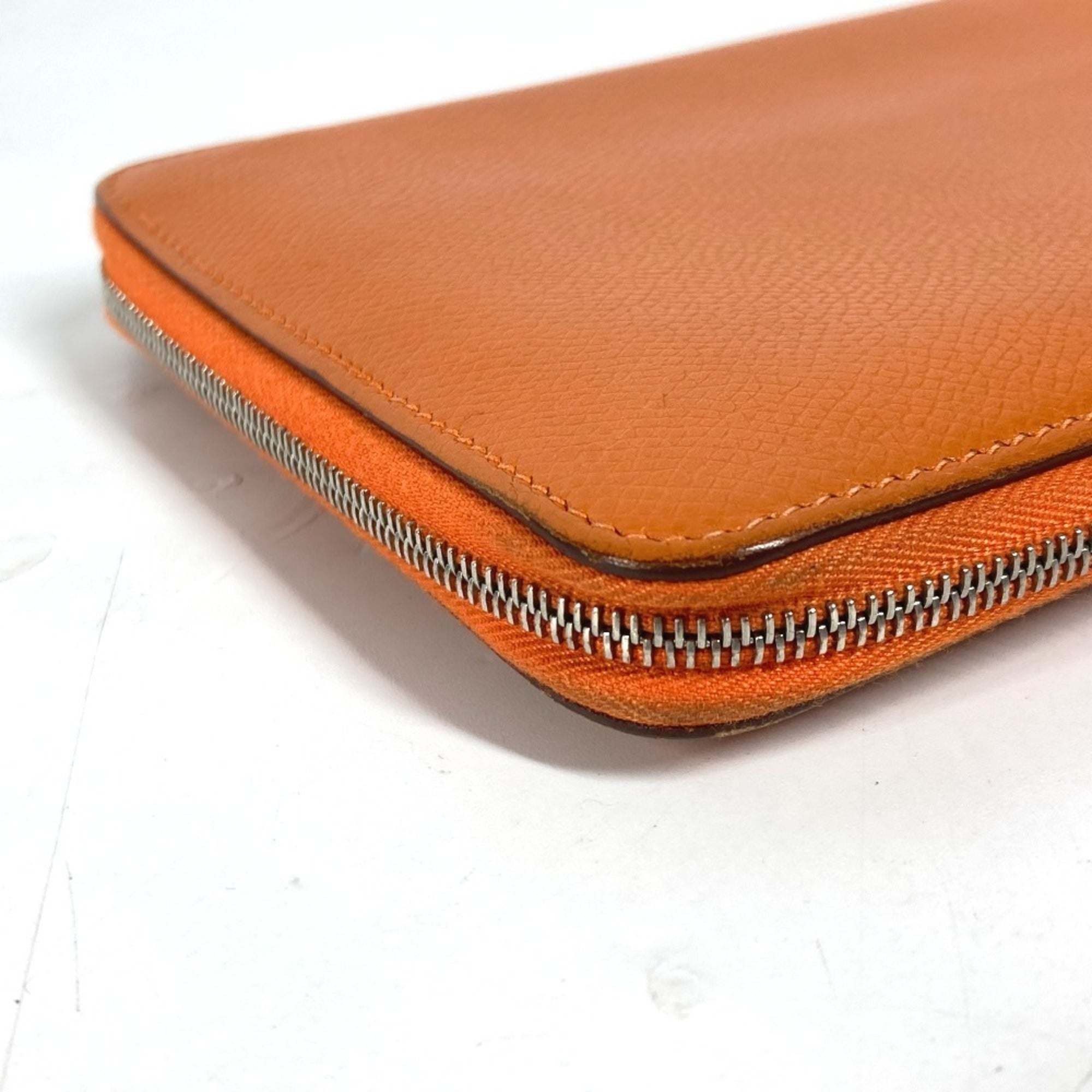 Hermes Orange Leather Long Wallet (Bi-Fold) (Pre-Owned)