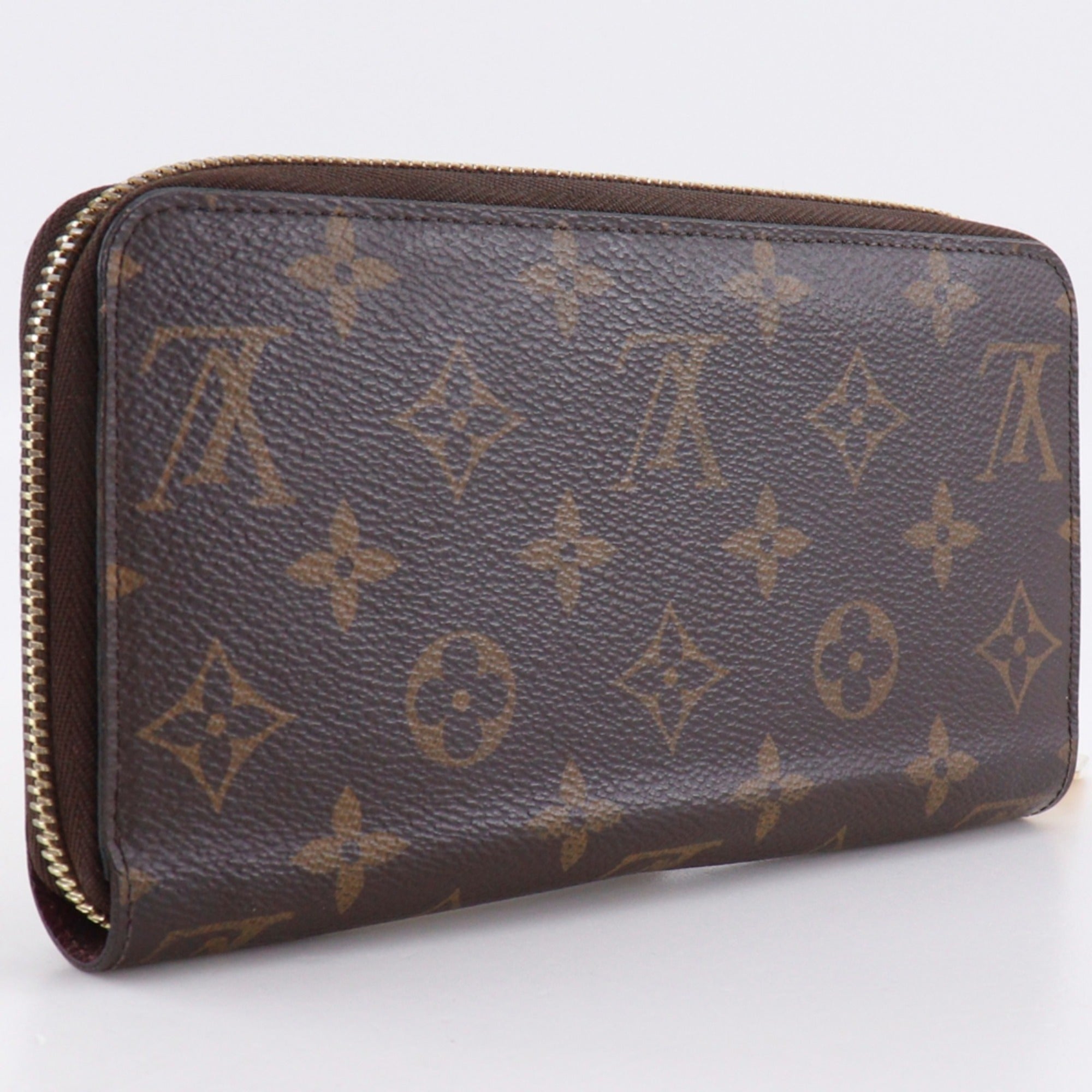 Louis Vuitton Brown Fuchsia Monogram Red Color Monogram Long Wallet (Bi-Fold) (Pre-Owned)