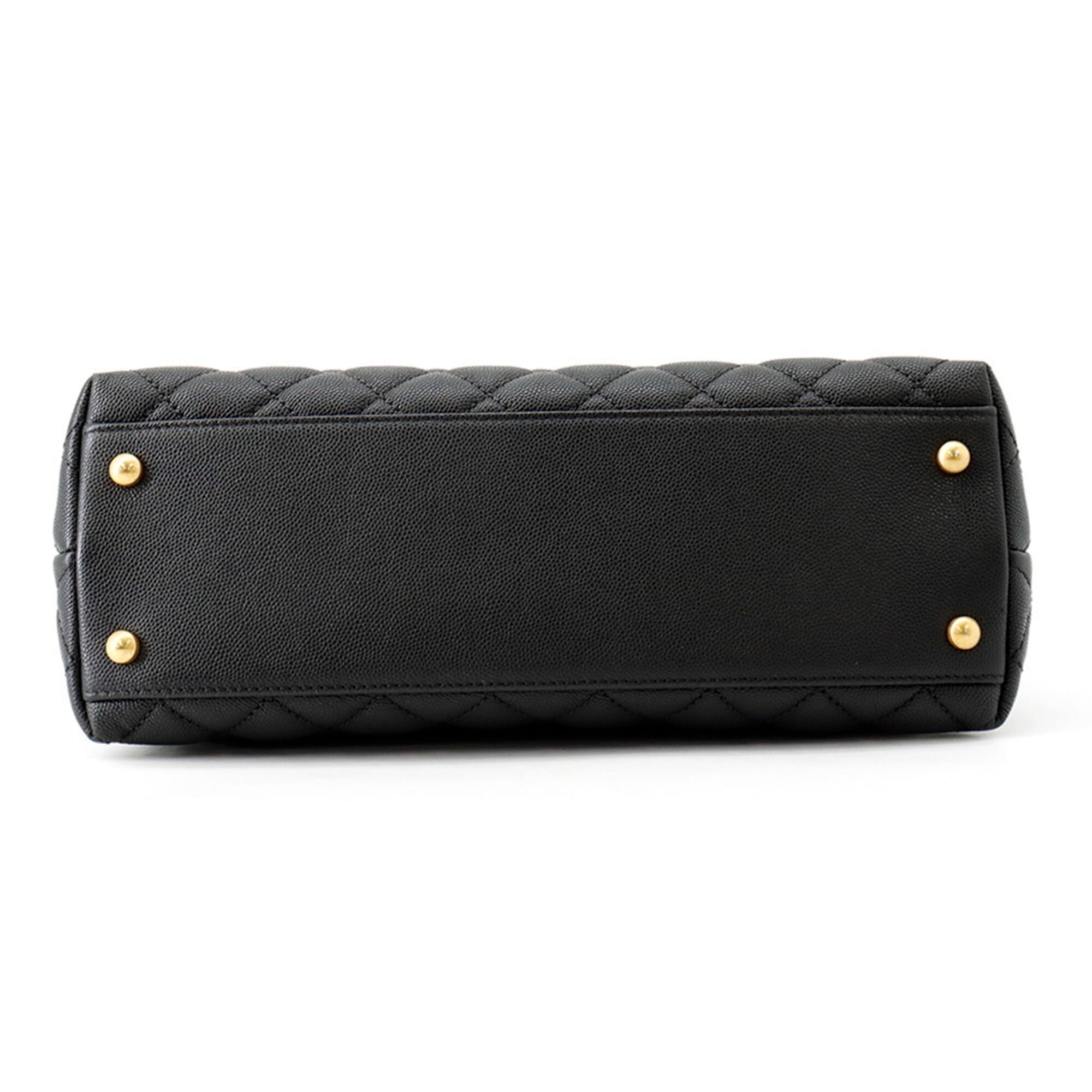 Chanel Black Grained Calfskin Handbag (Pre-Owned)