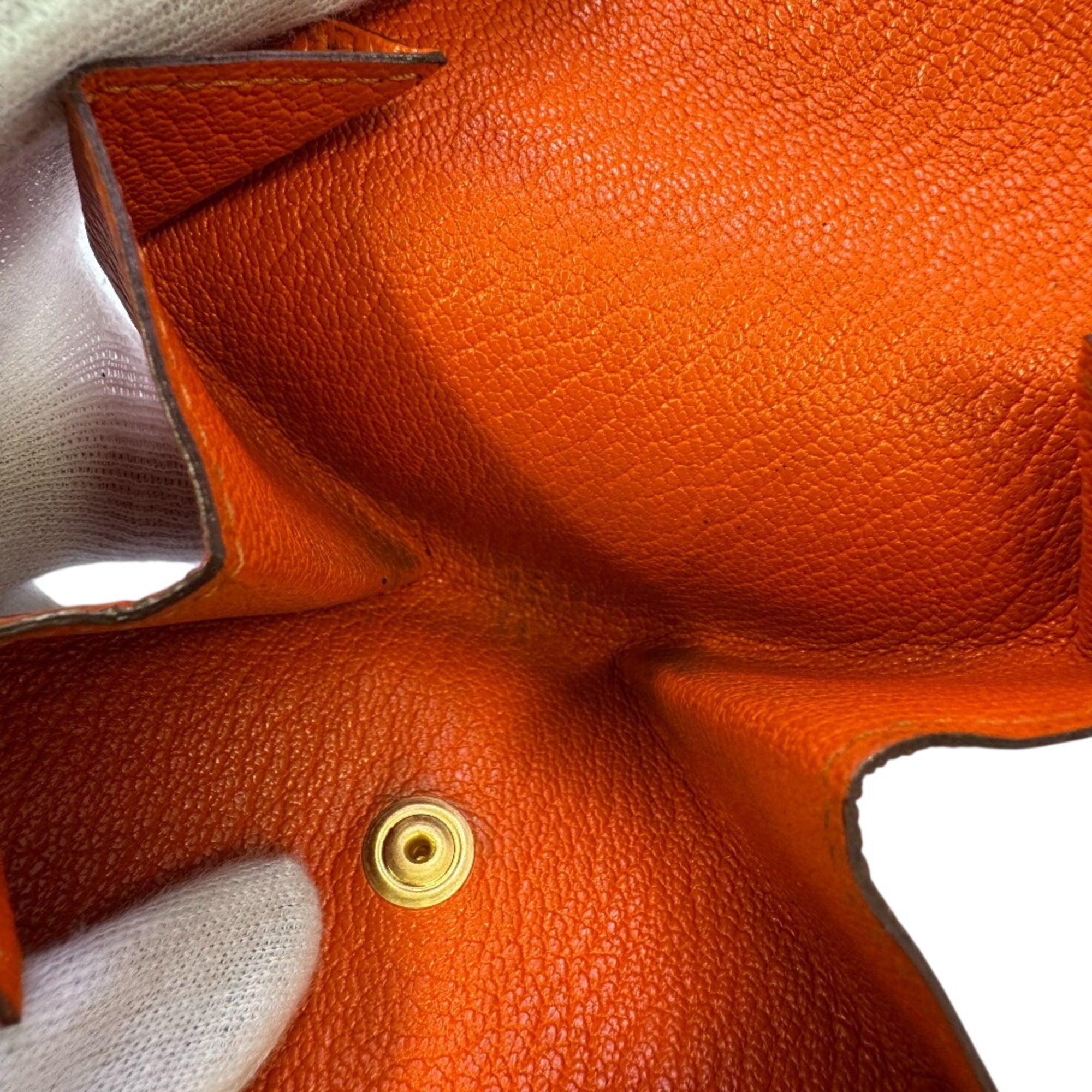 Hermes Orange Leather Coin Purse/Coin Case (Pre-Owned)