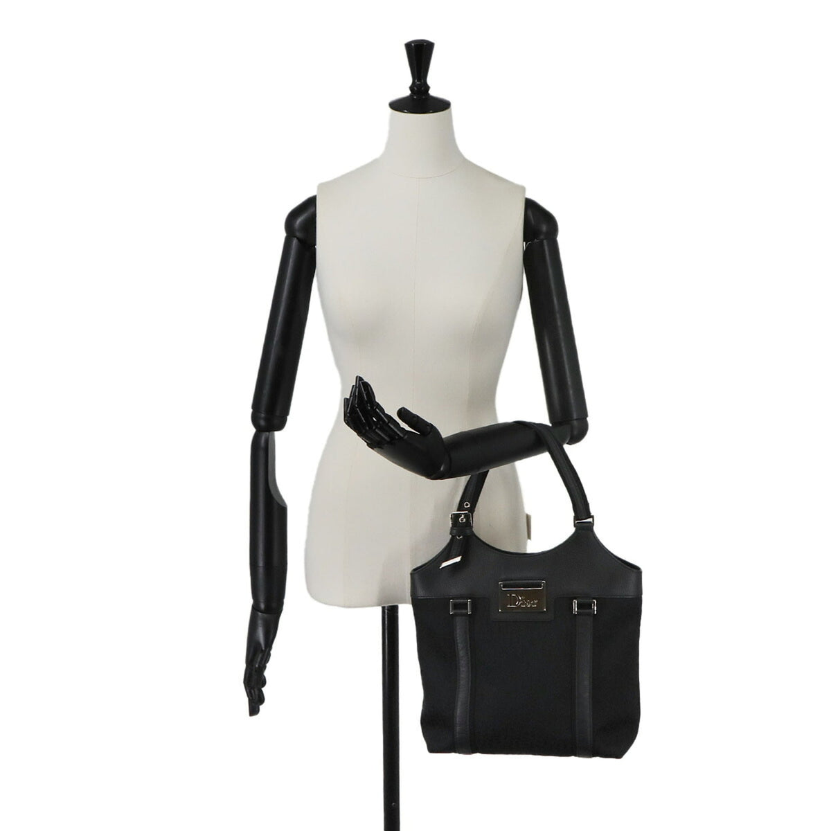 Christian Dior Trotter Black Canvas Leather Handbag Tote Bag (Pre-Owned)