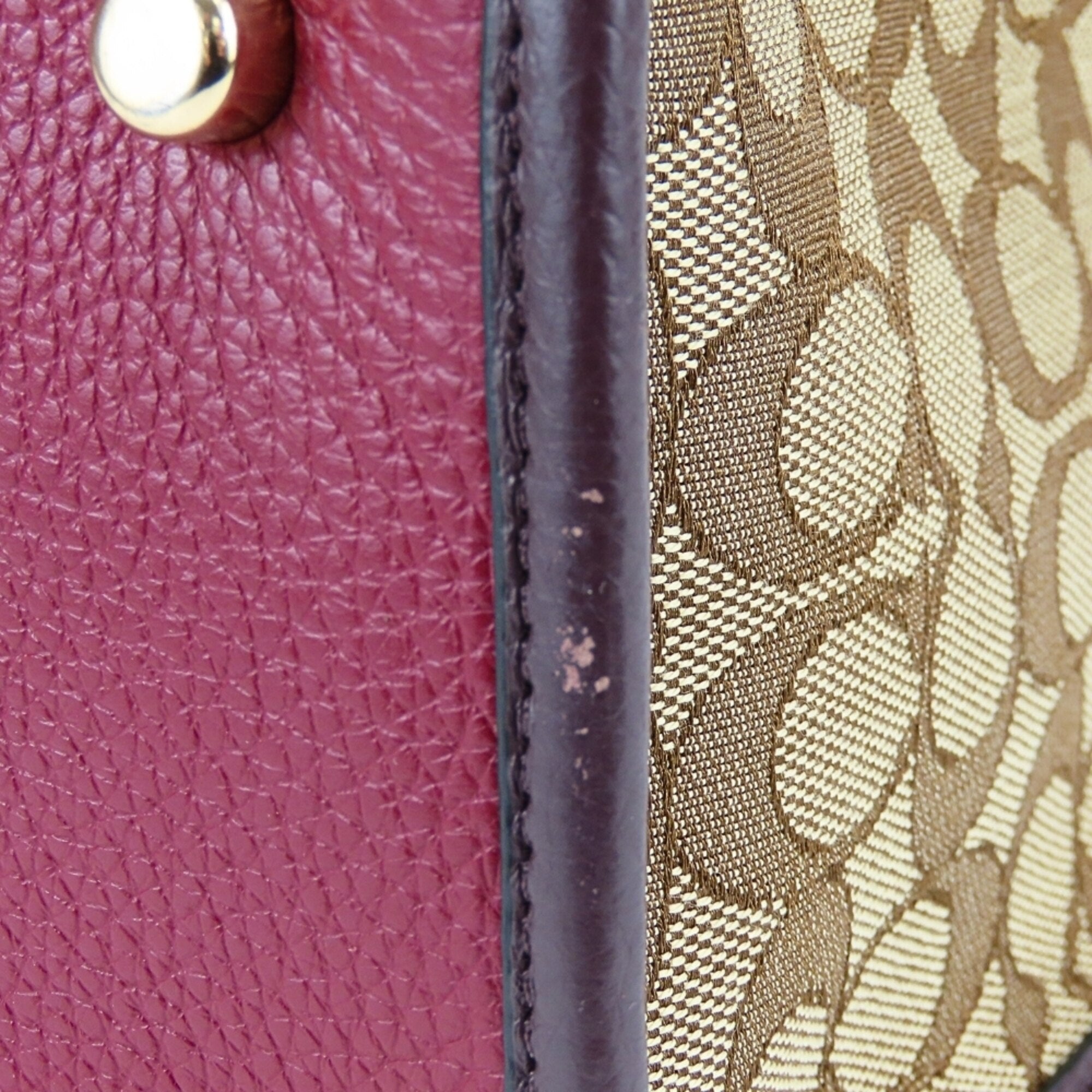 Coach Signature Bordeaux Brown Canvas Leather Tote Bag (Pre-Owned)