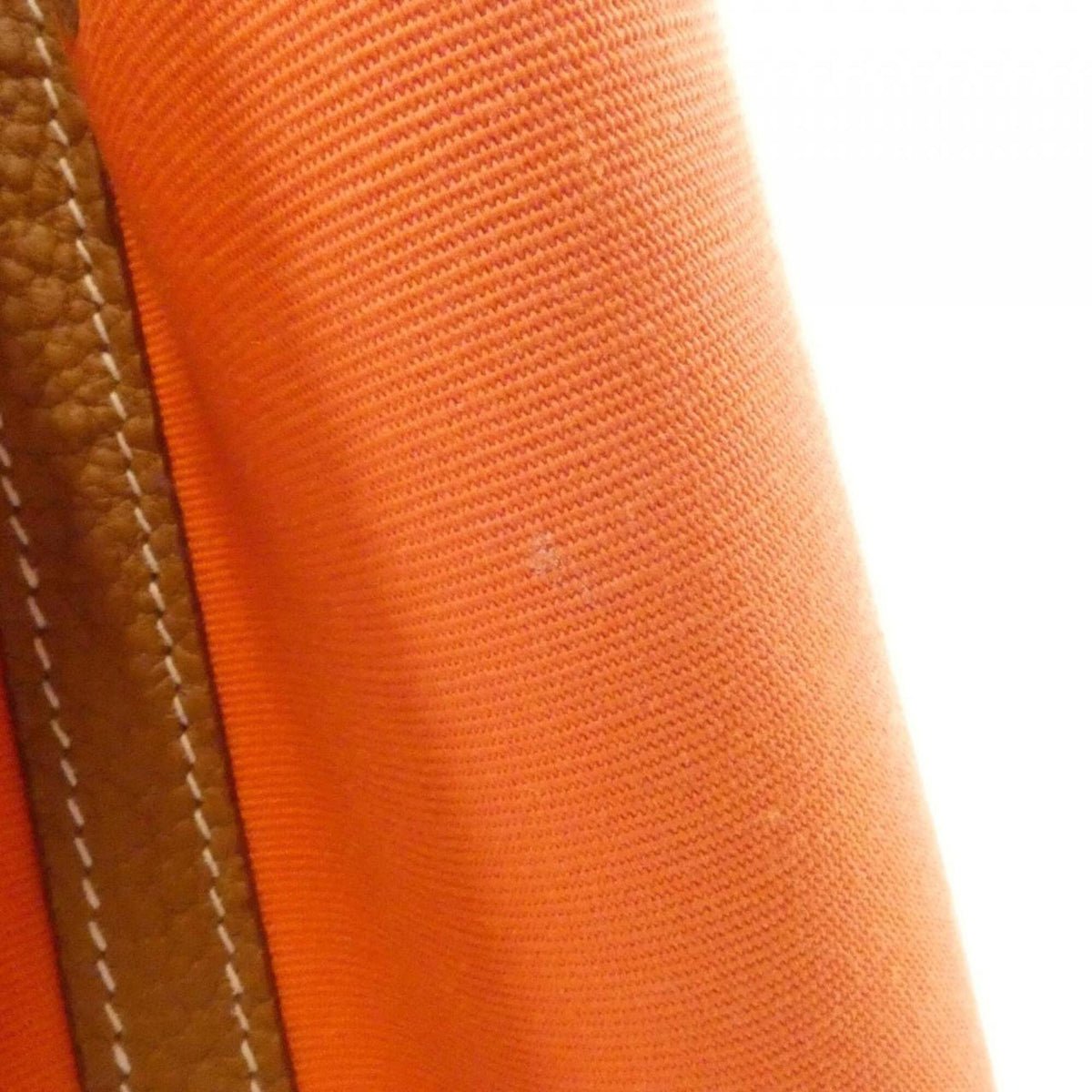 Hermes Feu Gold Orange Toile Officier Negonda Leather Handbag (Pre-Owned)