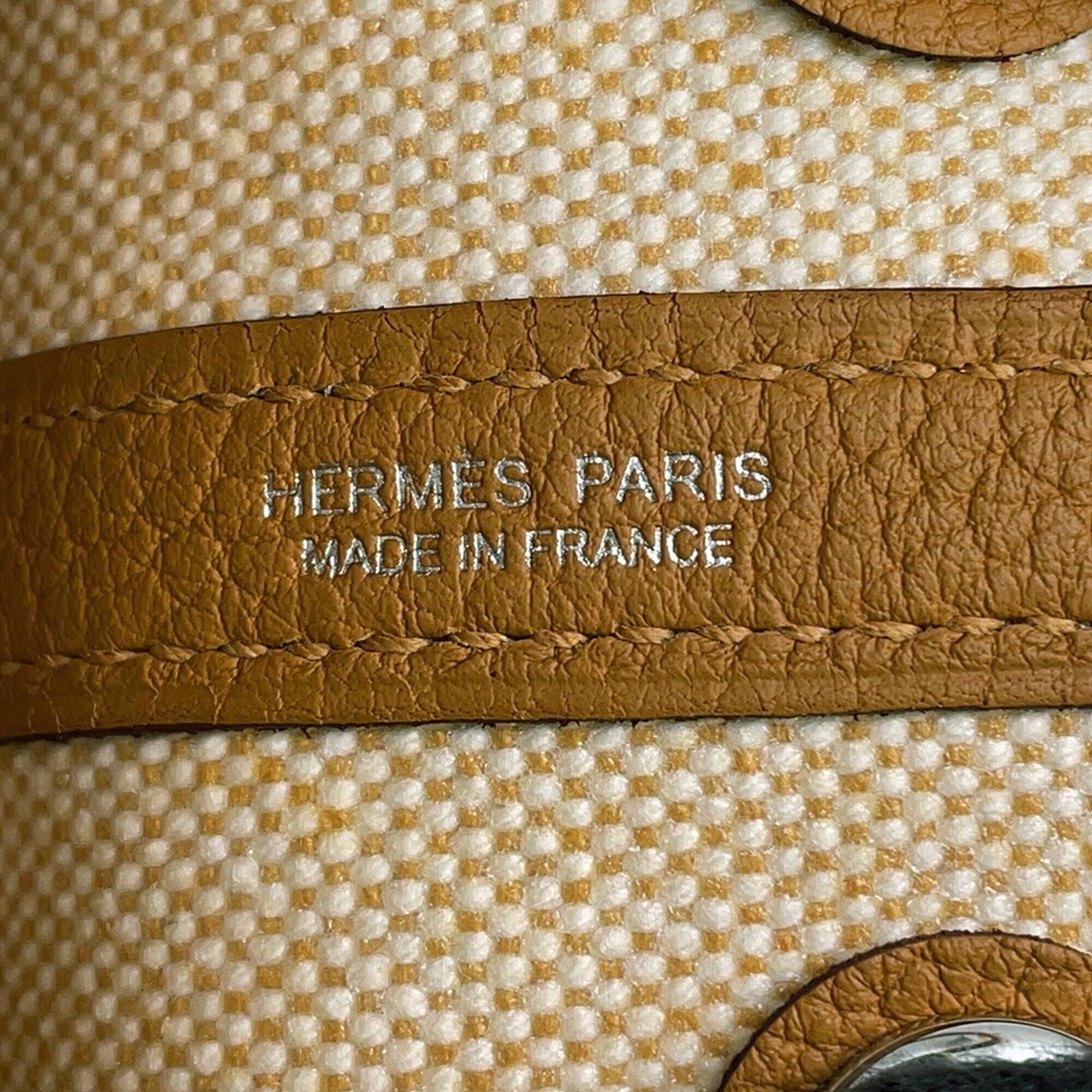 Hermes Brown Ecru Negonda Leather Toile H Tote Bag (Pre-Owned)