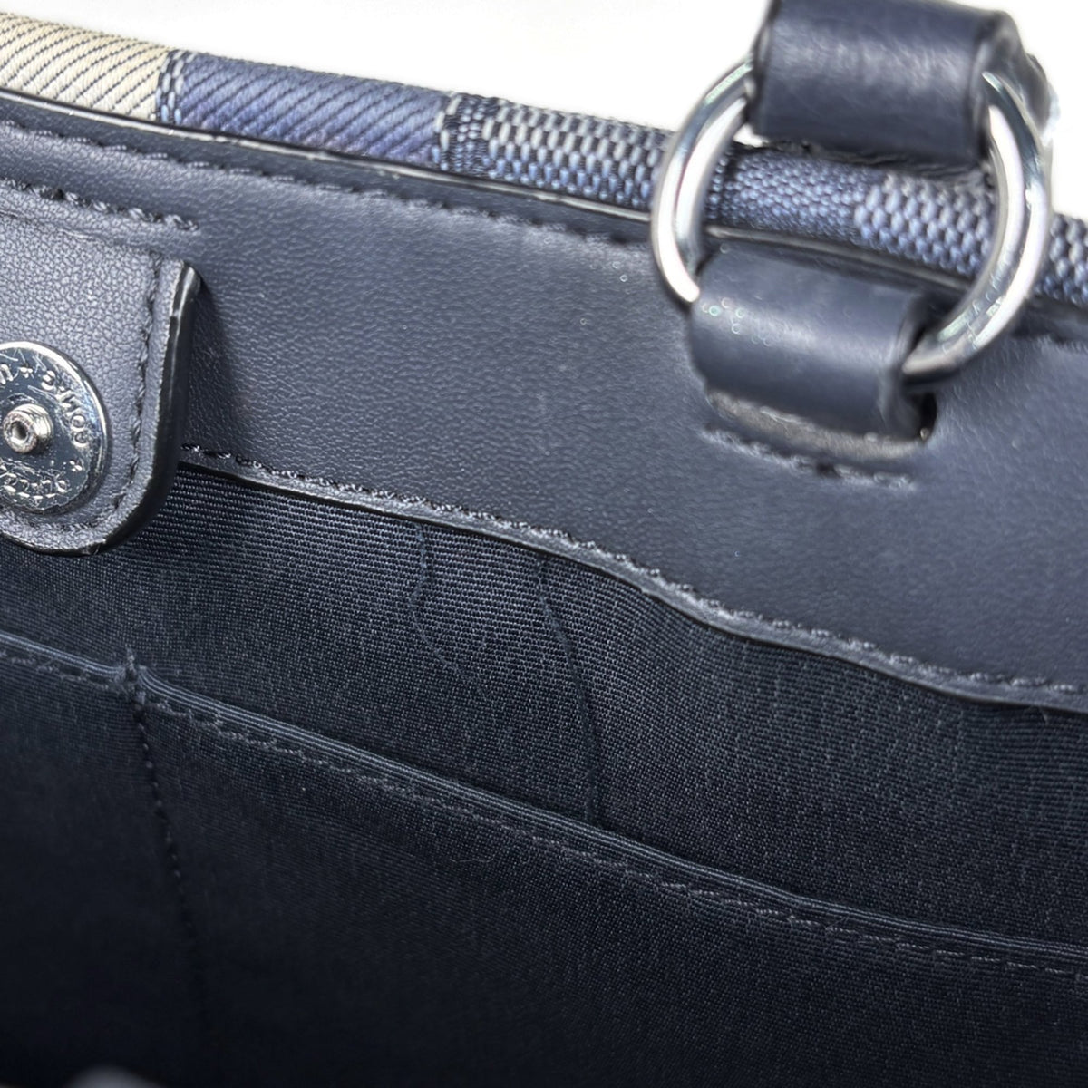 Coach Signature Navy Canvas Leather Handbag (Pre-Owned)