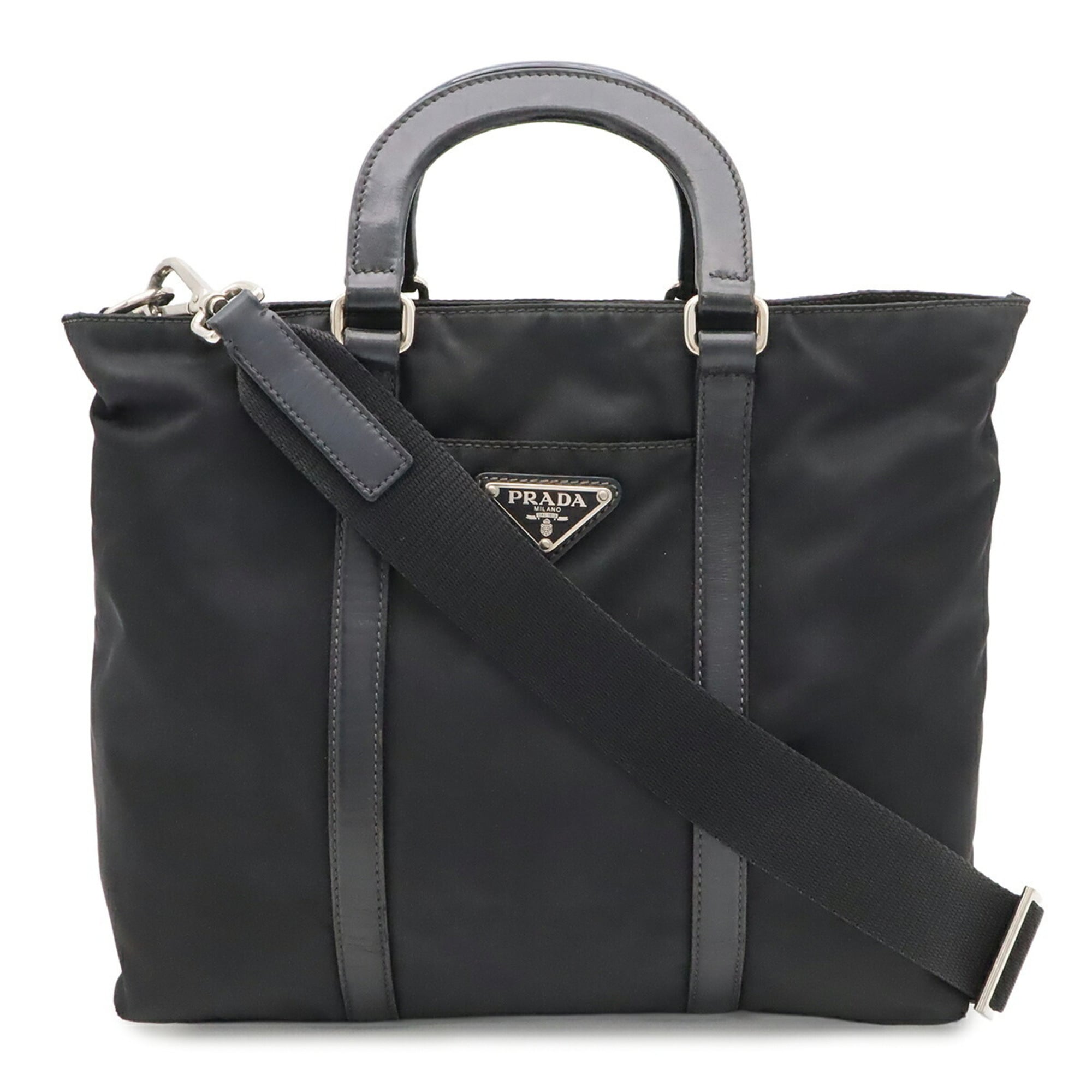 Prada Black Blue Nero Nylon Handbag Shoulder Bag Tote Bag (Pre-Owned)