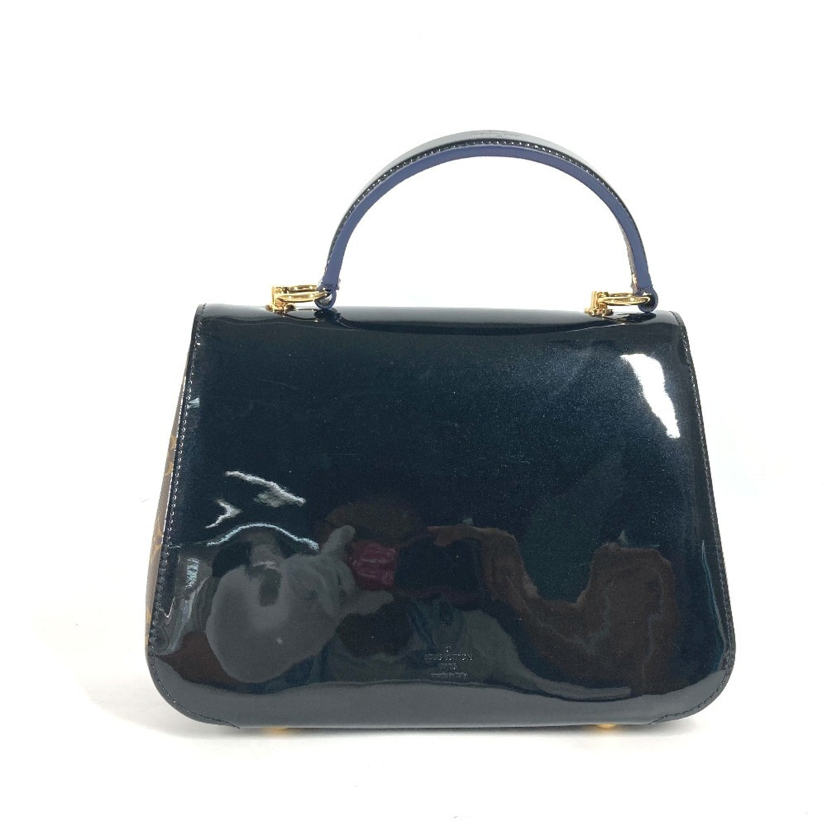 Louis Vuitton Black Brown Patent Leather Monogram Handbag (Pre-Owned)