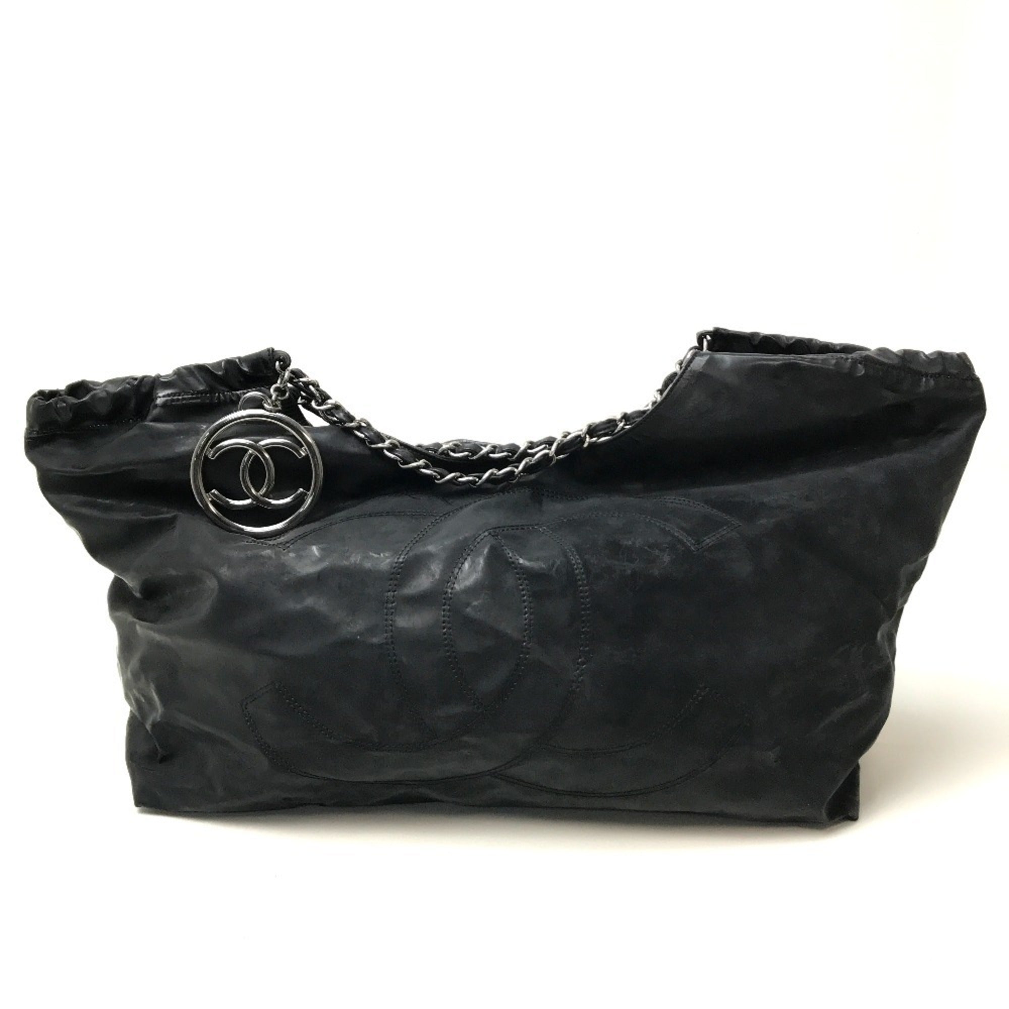 Chanel Black Patent Leather Shoulder Bag Tote Bag (Pre-Owned)