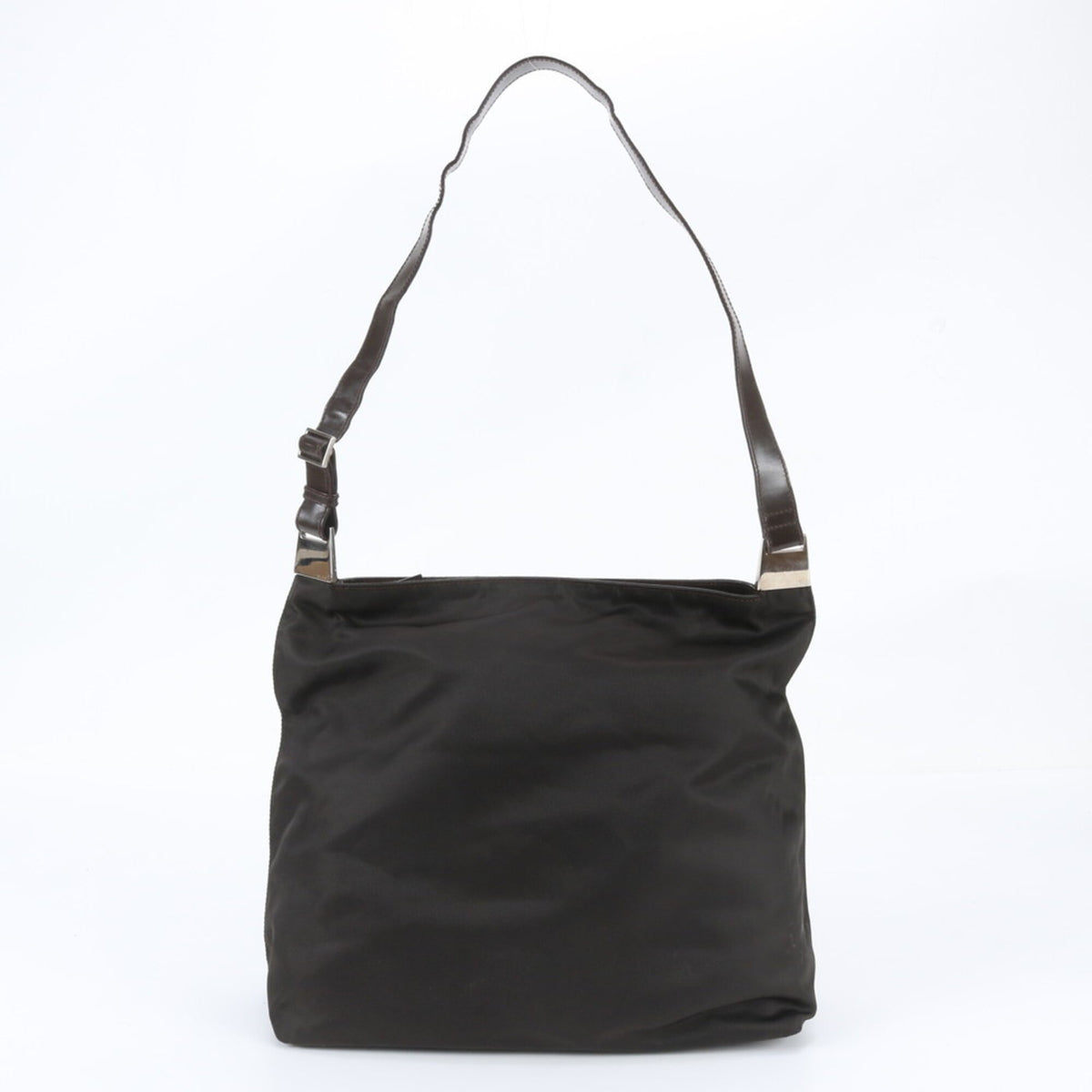 Gucci Brown Leather Nylon Messenger Bag Shoulder Bag Tote Bag (Pre-Owned)