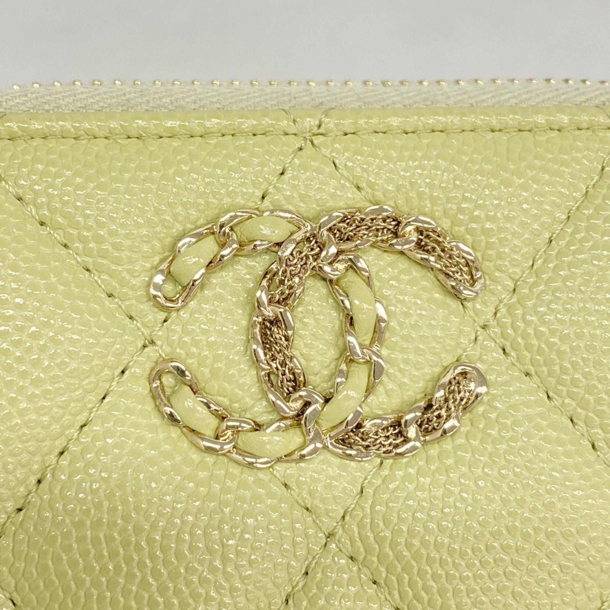 Chanel Light Green Grained Calfskin Coin Purse/Coin Case (Pre-Owned)