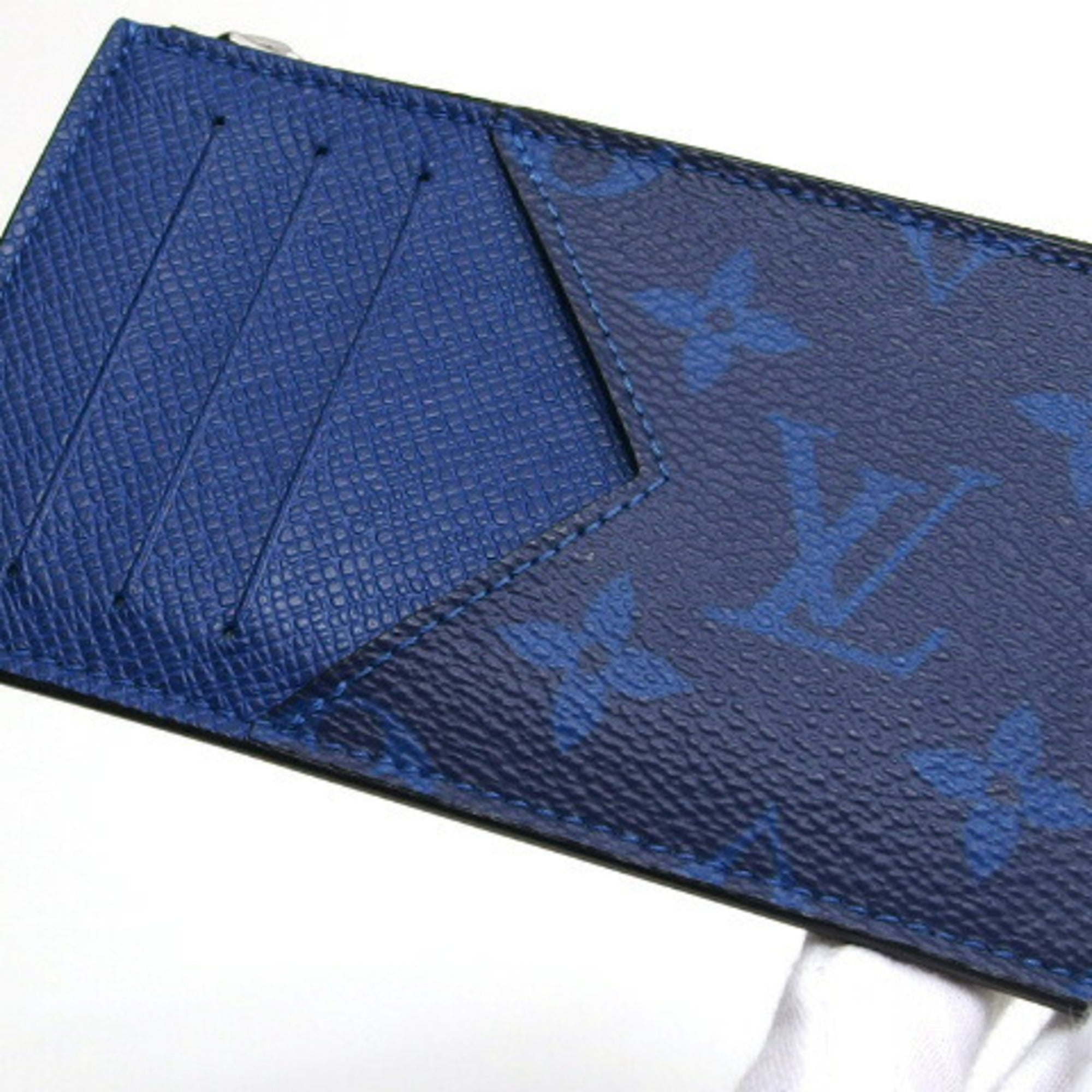 Louis Vuitton Blue Cobalt Monogram Canvas Taiga Leather Leather Coin Purse/Coin Case (Pre-Owned)