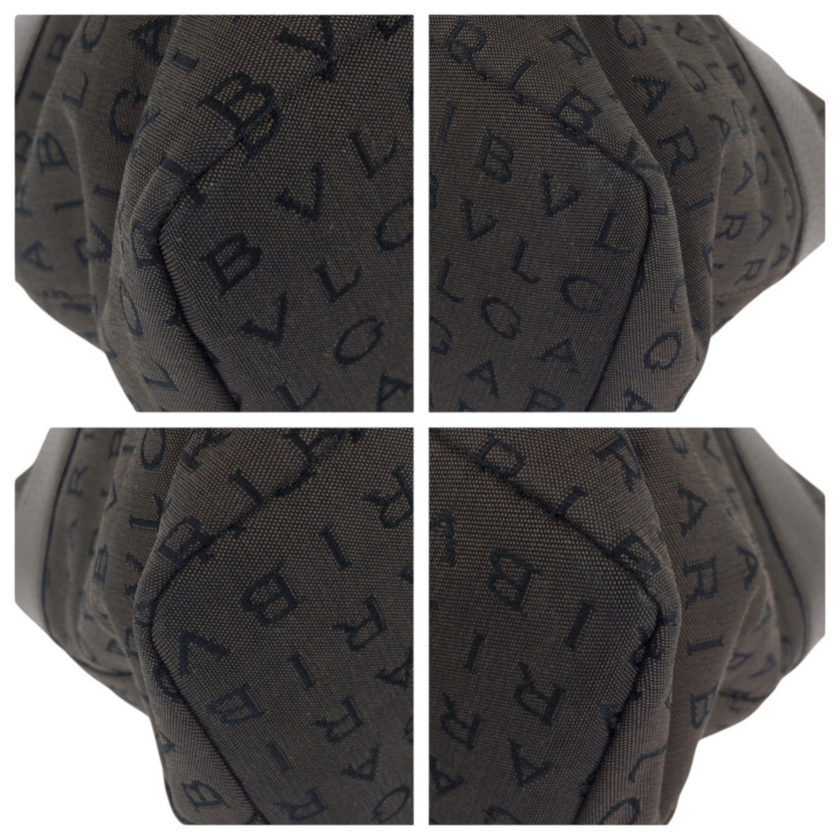 Bvlgari Dark Brown Canvas Leather Shoulder Bag Tote Bag (Pre-Owned)