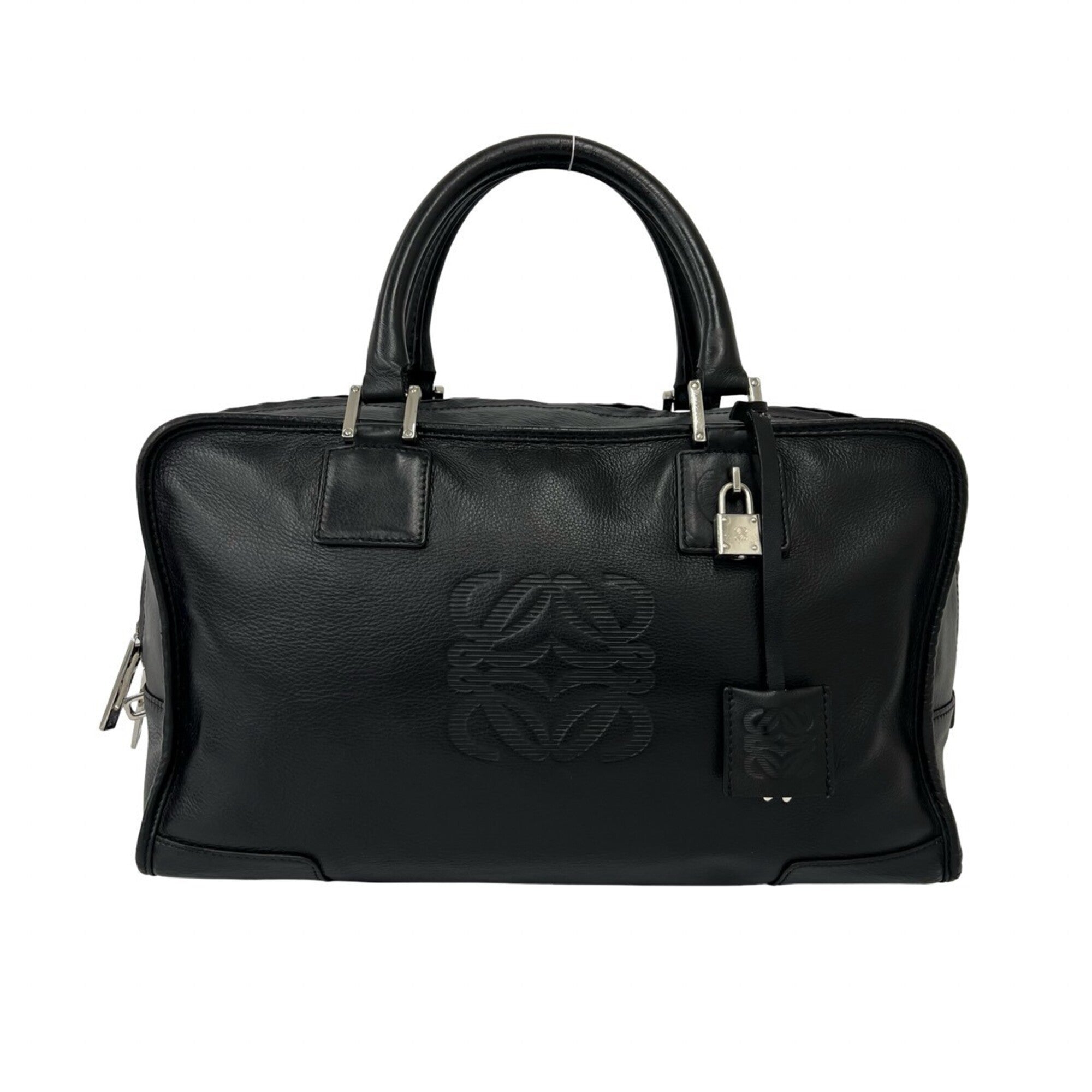 Loewe Black Leather Boston Bag Handbag Tote Bag (Pre-Owned)
