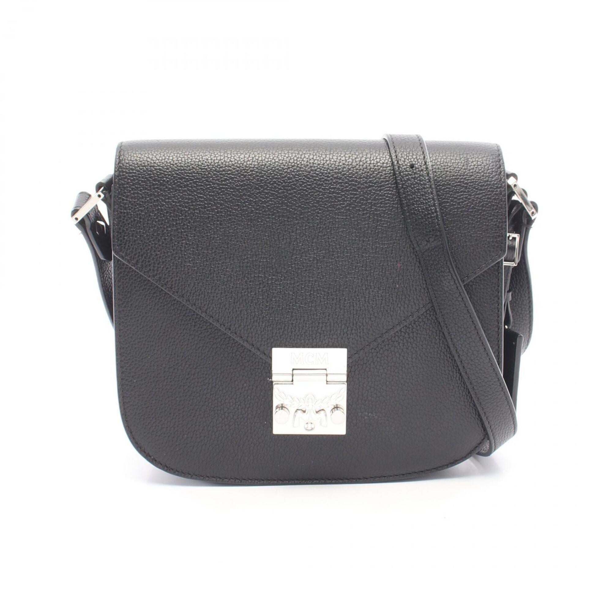 Mcm Black Leather Shoulder Bag (Pre-Owned)