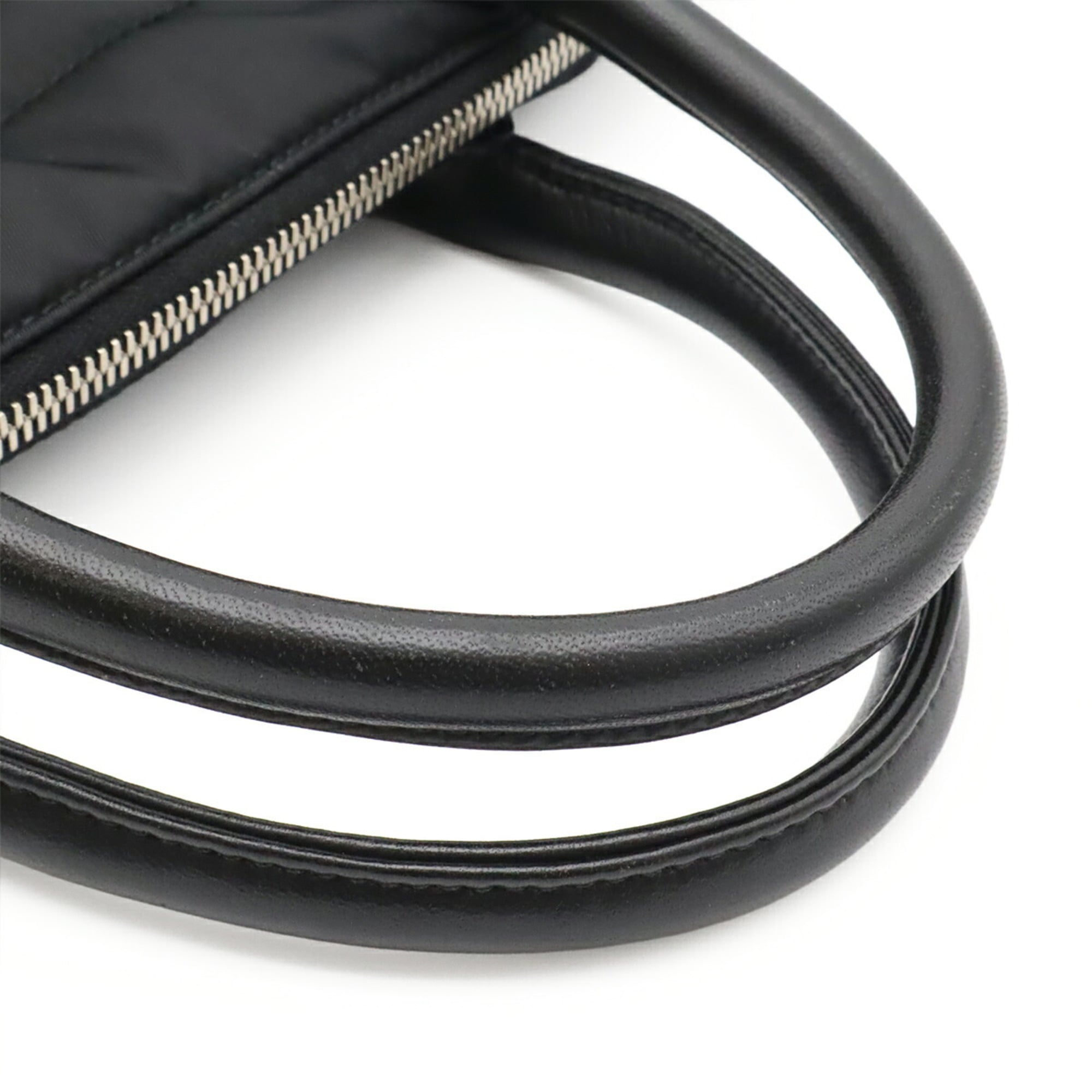 Prada Black Nero Nylon Leather Boston Bag Handbag Shoulder Bag (Pre-Owned)