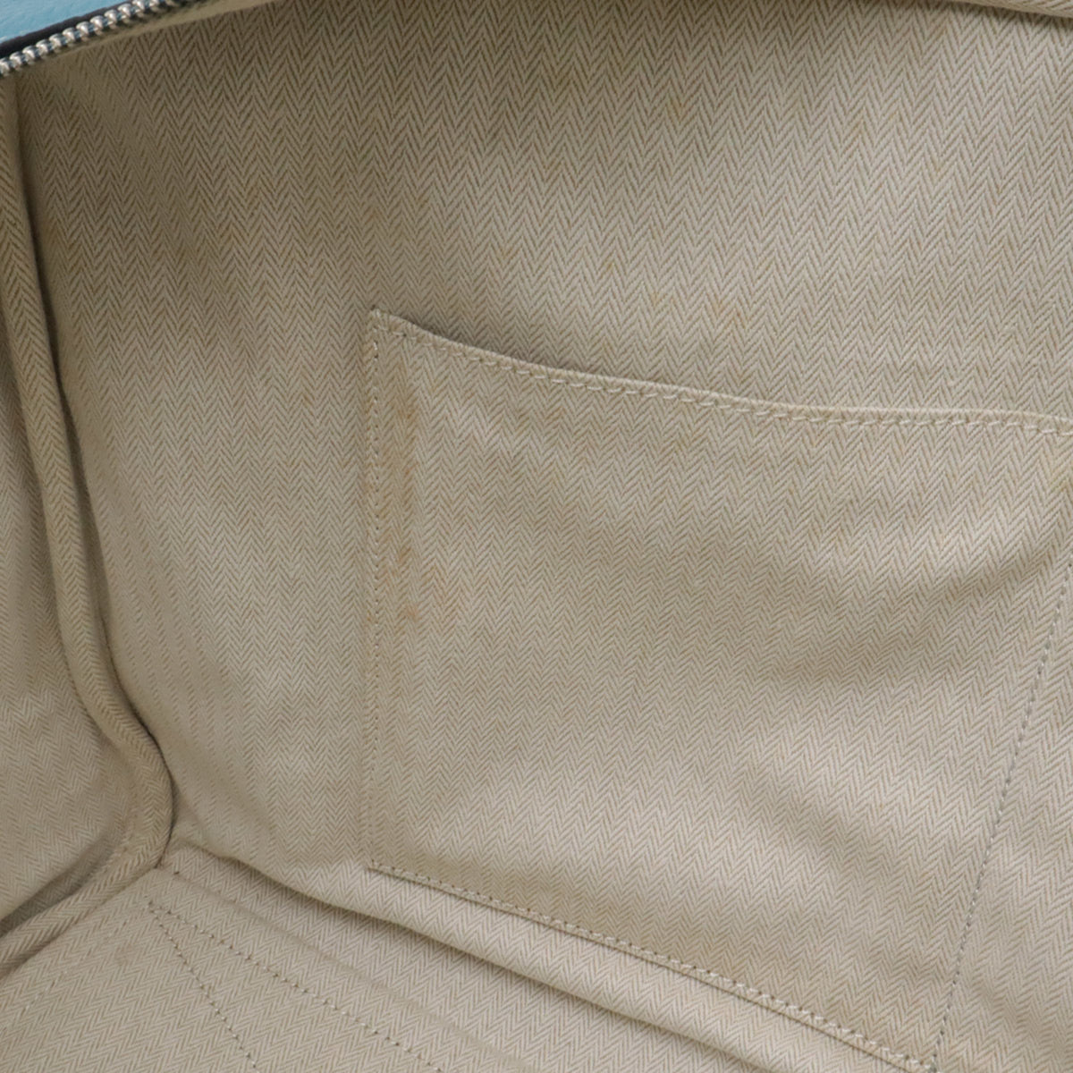 Hermes Beige Blue Jean Toile H Taurillon Clemence Leather Boston Bag (Pre-Owned)