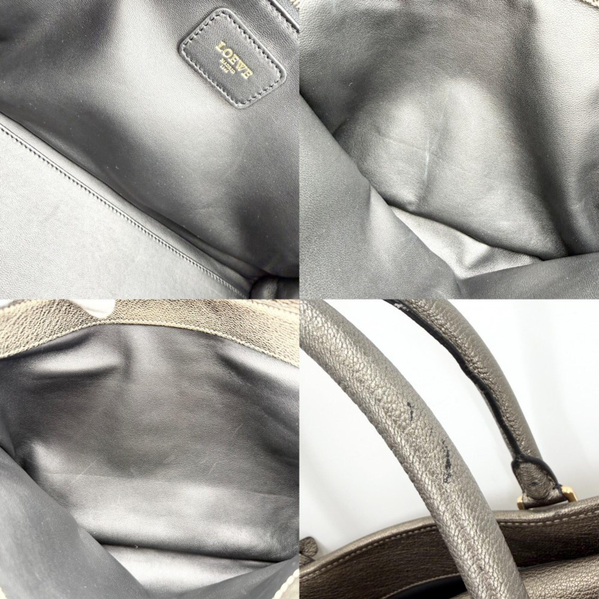 Loewe Gold Leather Boston Bag Handbag (Pre-Owned)