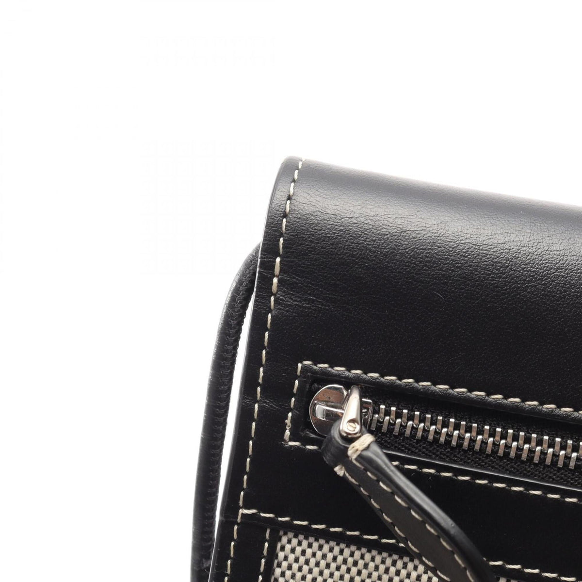 Burberry Black Gray Canvas Leather Handbag Shoulder Bag (Pre-Owned)