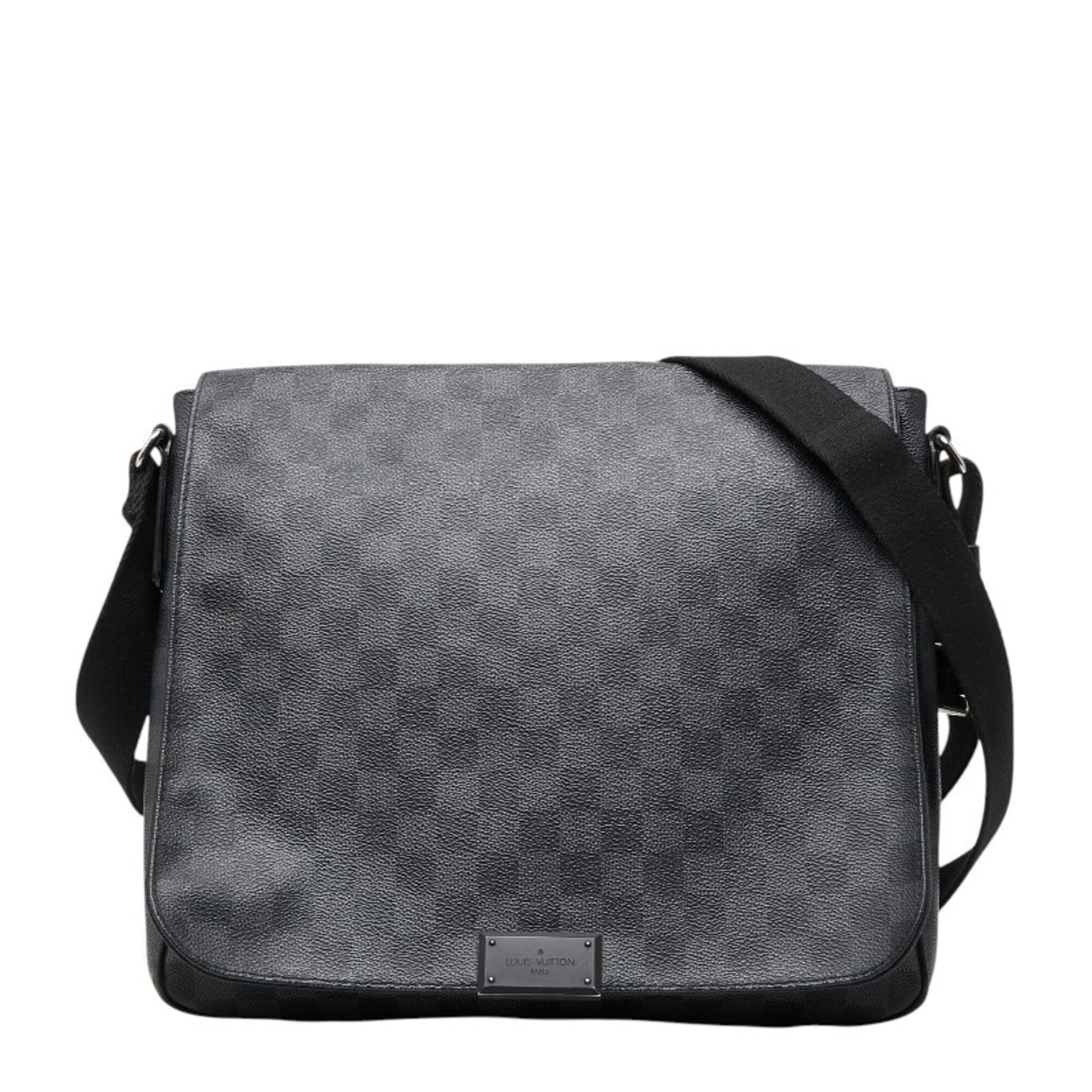 Louis Vuitton Black Pvc Leather Messenger Bag Shoulder Bag (Pre-Owned)