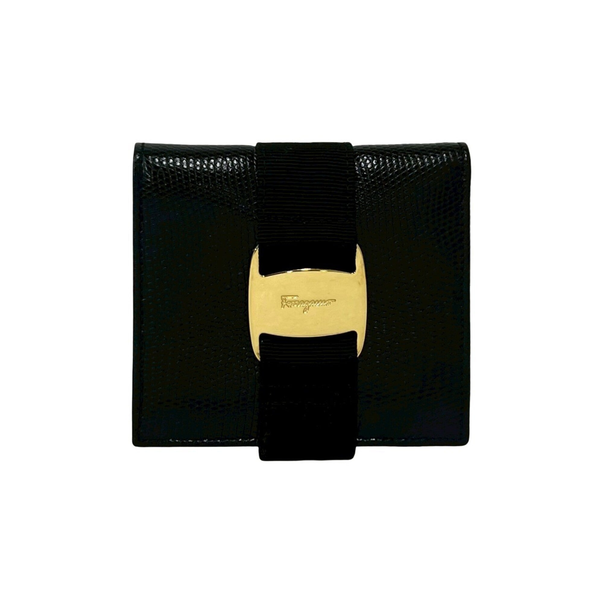 Salvatore Ferragamo Black Leather Wallet (Bi-Fold) (Pre-Owned)