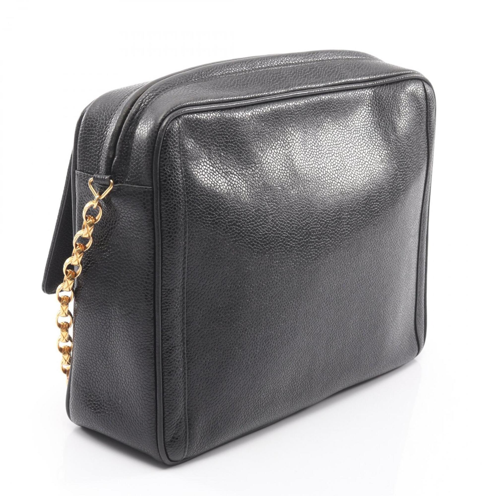 Chanel Black Leather Handbag Shoulder Bag (Pre-Owned)