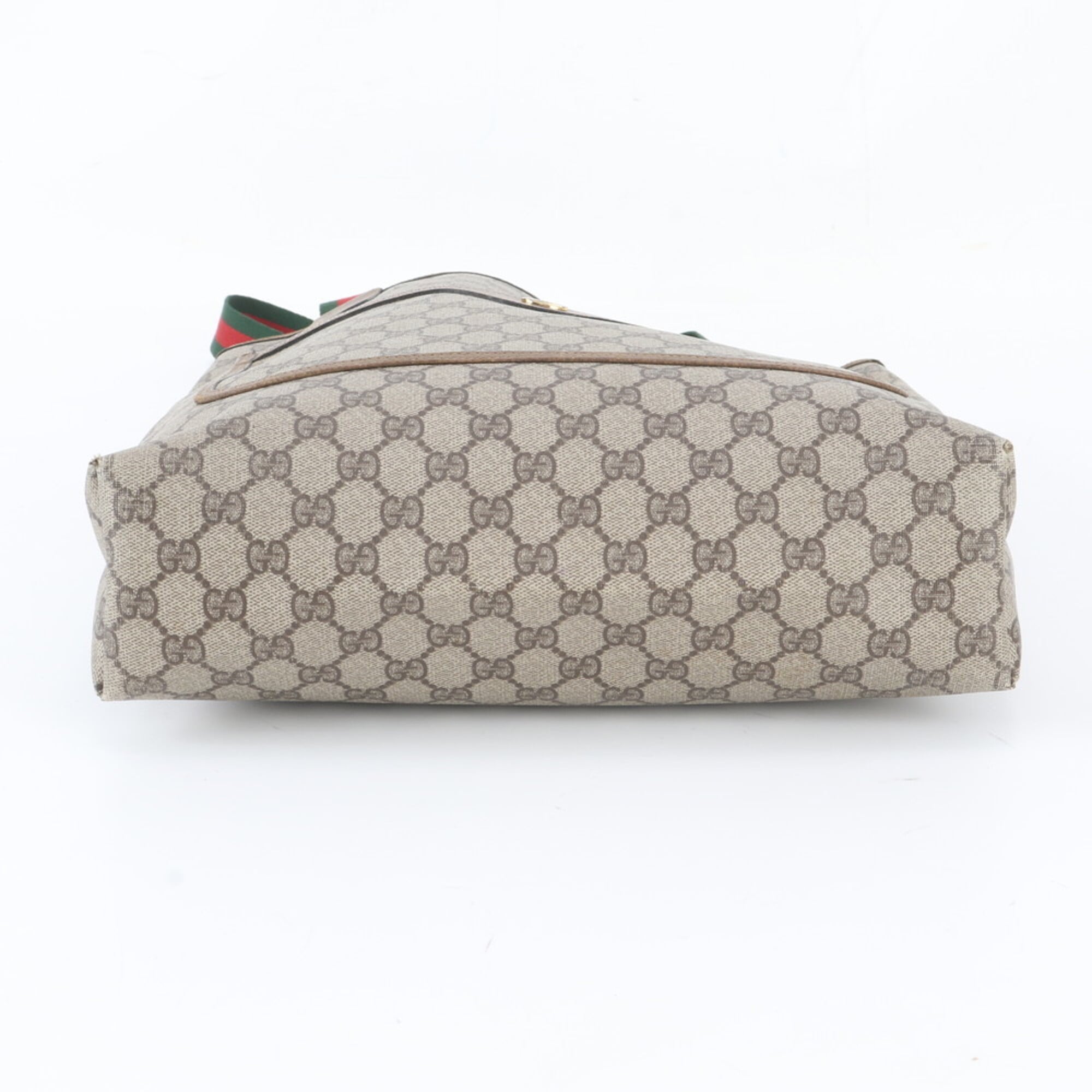 Gucci Sherry Line Brown Leather Coated Canvas Handbag Shoulder Bag Tote Bag (Pre-Owned)