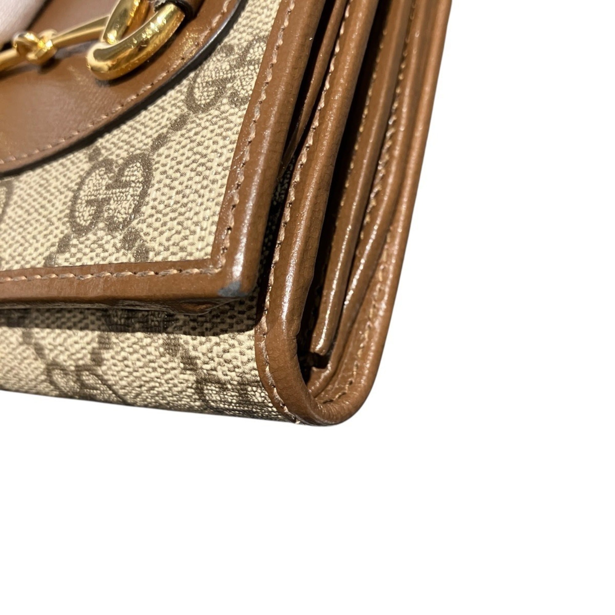 Gucci Beige Brown Leather Pvc Wallet (Bi-Fold) (Pre-Owned)