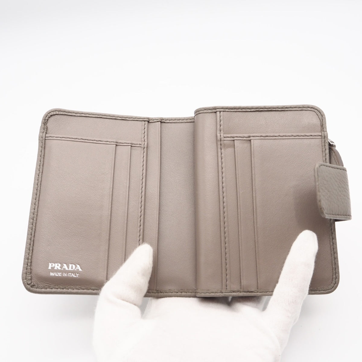 Prada Grayish Leather Wallet (Bi-Fold) (Pre-Owned)