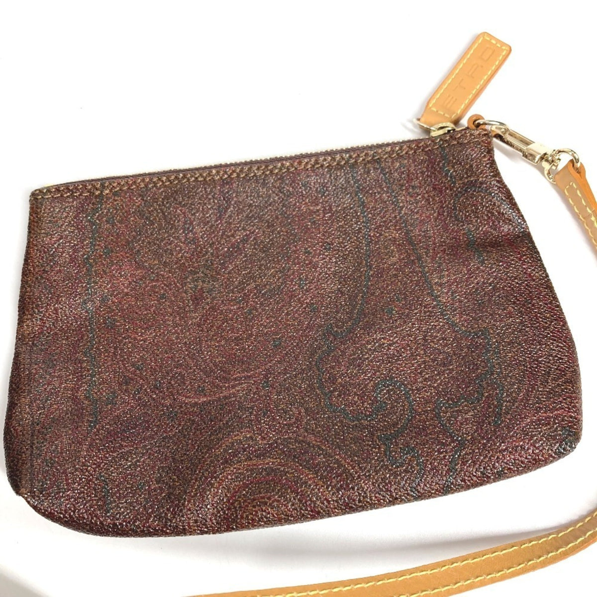 Etro Brown Pvc Leather Handbag Pouch Shoulder Bag Tote Bag (Pre-Owned)