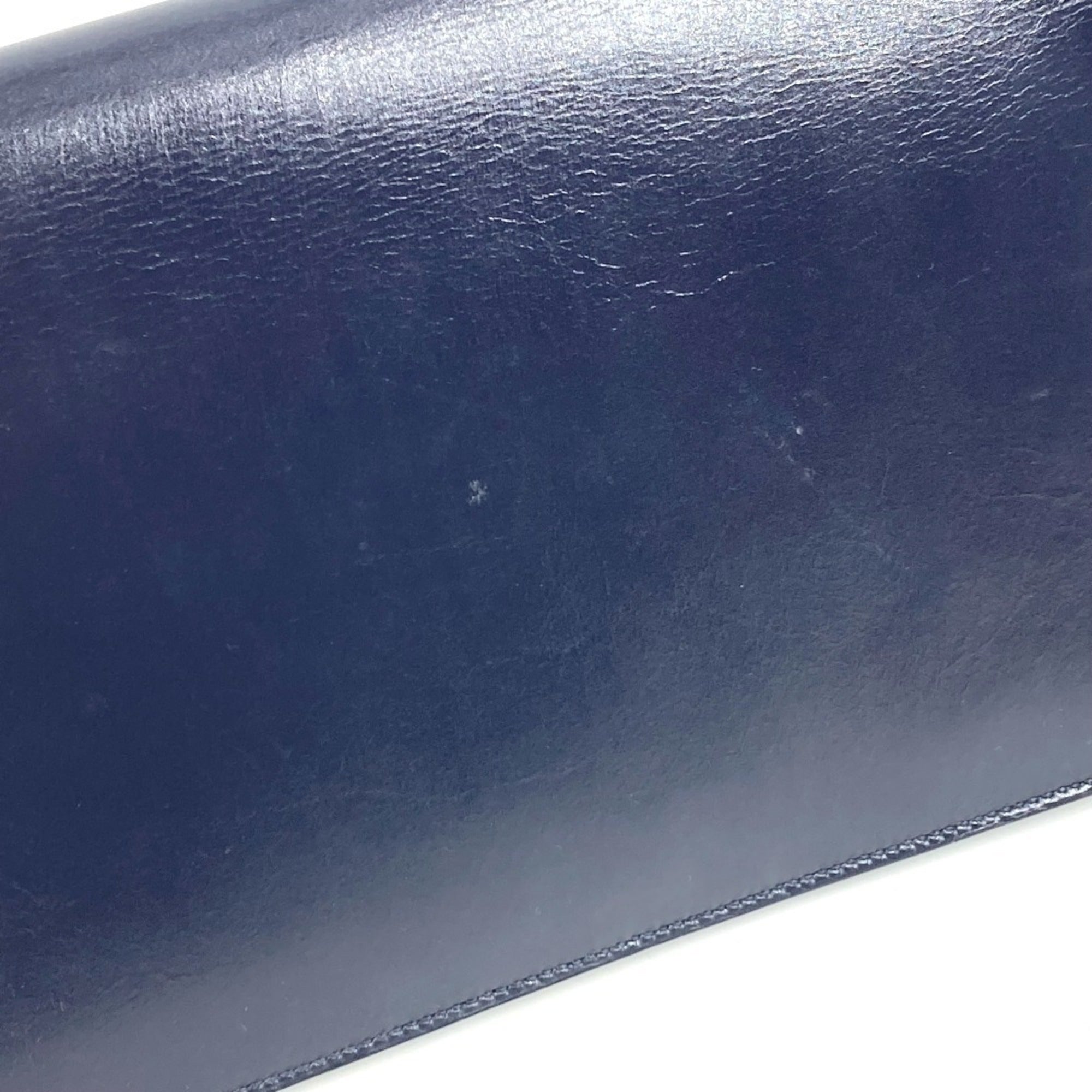 Hermes Navy Box Calf Leather Clutch Bag Shoulder Bag (Pre-Owned)