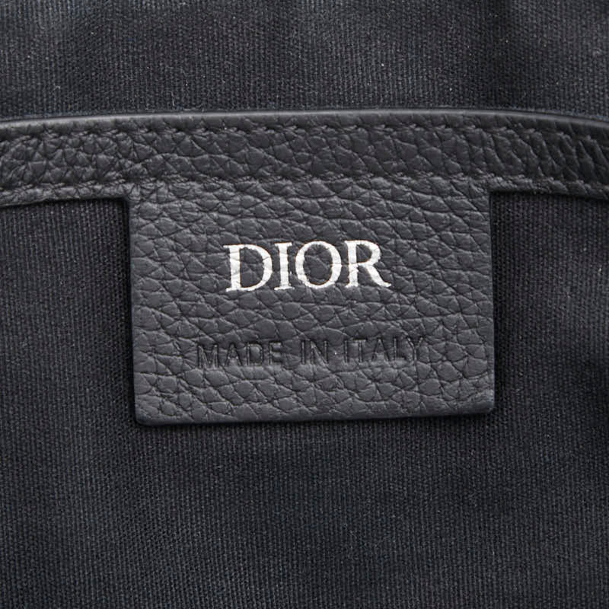 Christian Dior Beige Black Canvas Leather Shoulder Bag (Pre-Owned)
