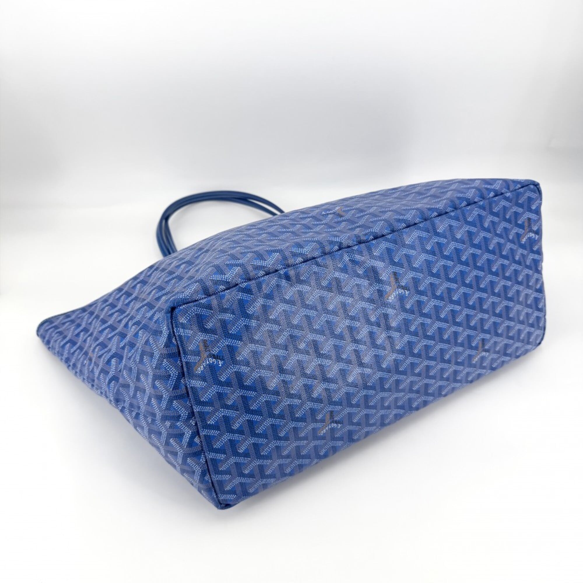 Goyard Blue Coated Canvas Leather Handbag Pouch Tote Bag (Pre-Owned)