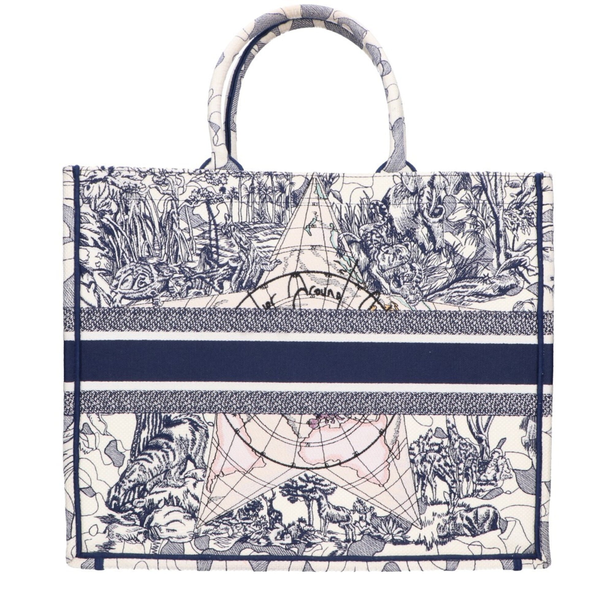 Christian Dior Navy White Canvas Tote Bag (Pre-Owned)