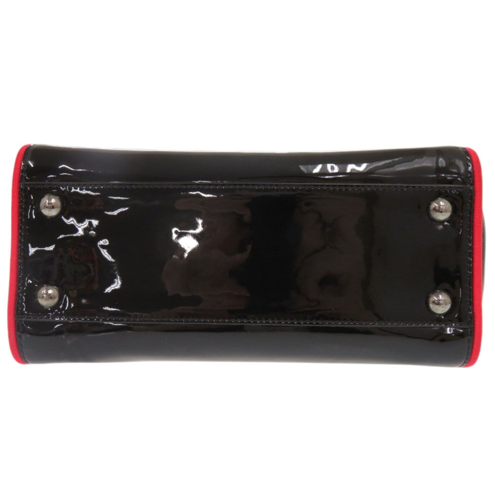 Fendi Black Red Color Patent Leather Handbag Shoulder Bag (Pre-Owned)