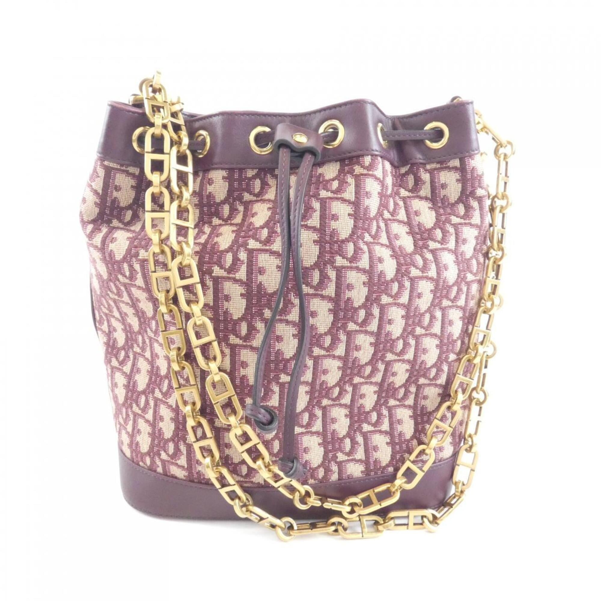 Christian Dior Burgundy Canvas Shoulder Bag (Pre-Owned)