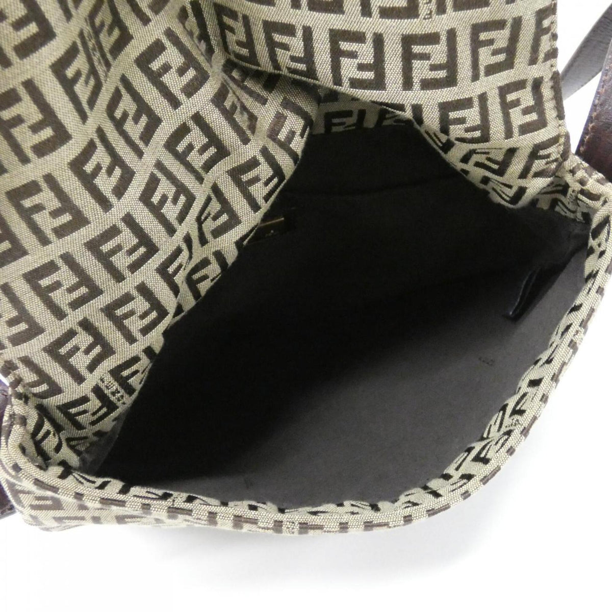 Fendi Beige Brown Canvas Shoulder Bag (Pre-Owned)