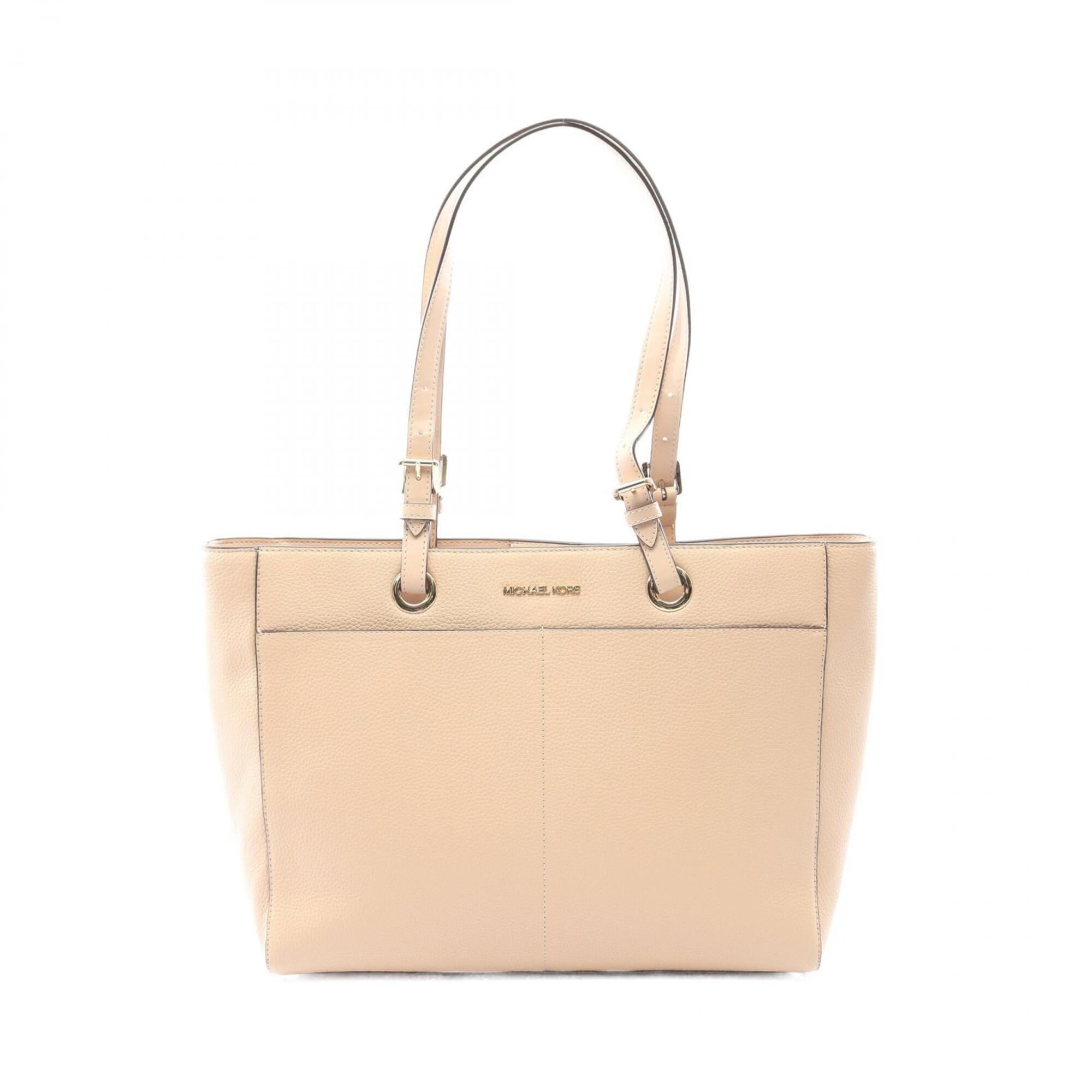 Michael Kors Beige Leather Handbag Tote Bag Weekend Bag (Pre-Owned)